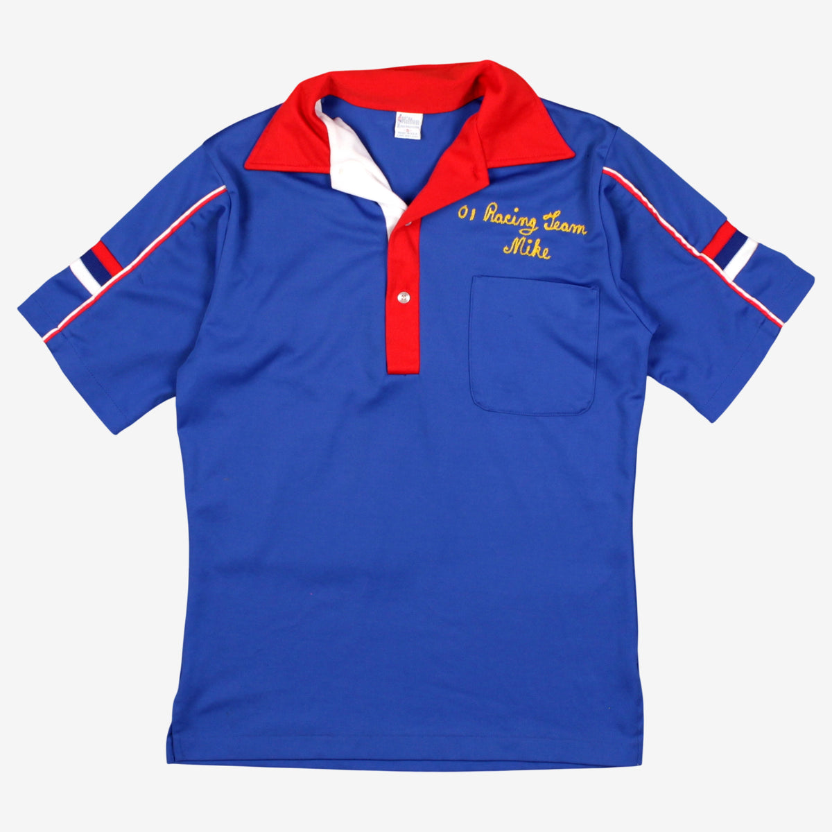 Vintage Hilton Polo Shirt S Mens 70s Racing Team Embroidered Blue Single Stitch