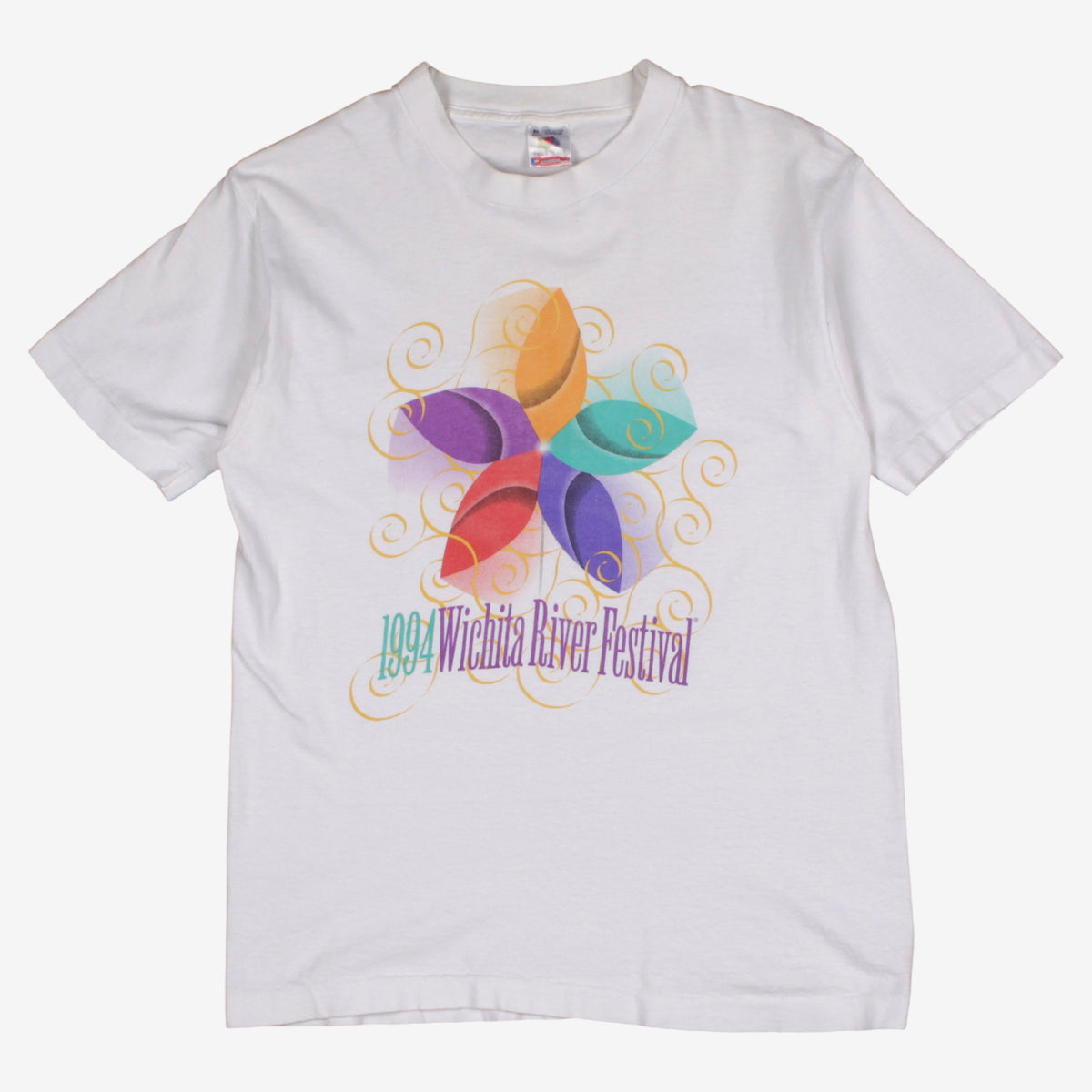 Vintage Fruit of the Loom T-Shirt M Mens 90s White 1994 Hanes Single Stitch