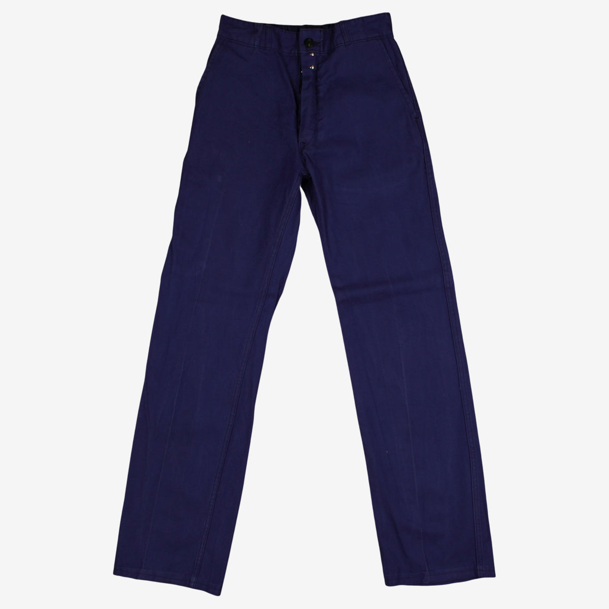 Vintage French Workwear Trousers Pants 26x32 Mens 90s Blue Button Fly Utility