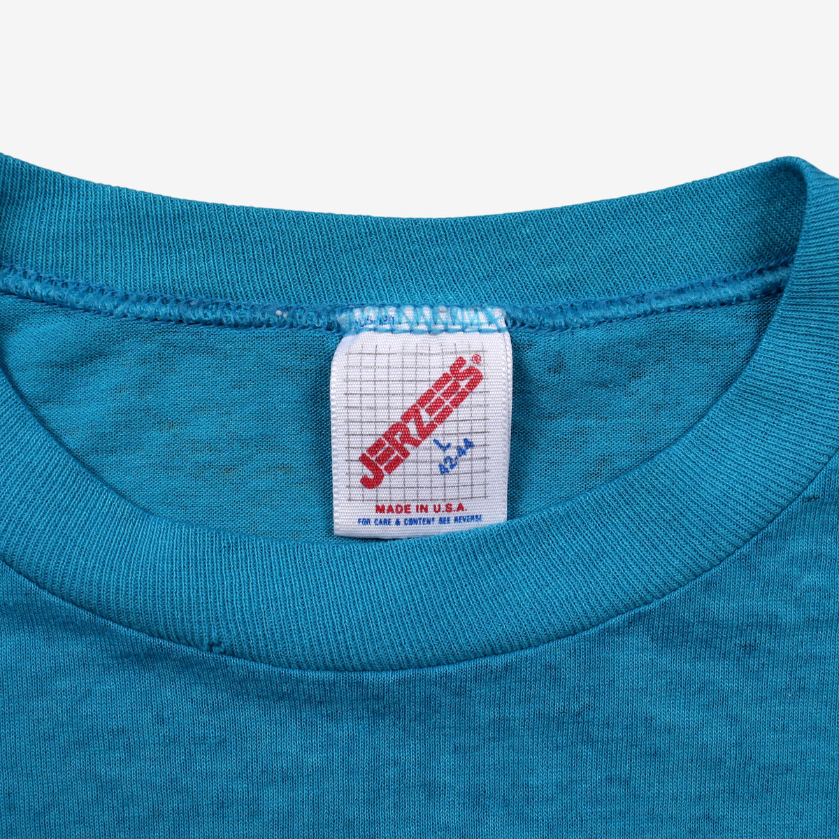 Vintage Jerzees T-Shirt L Mens 80s Blue Beach Cooling Graphic USA Made Surf
