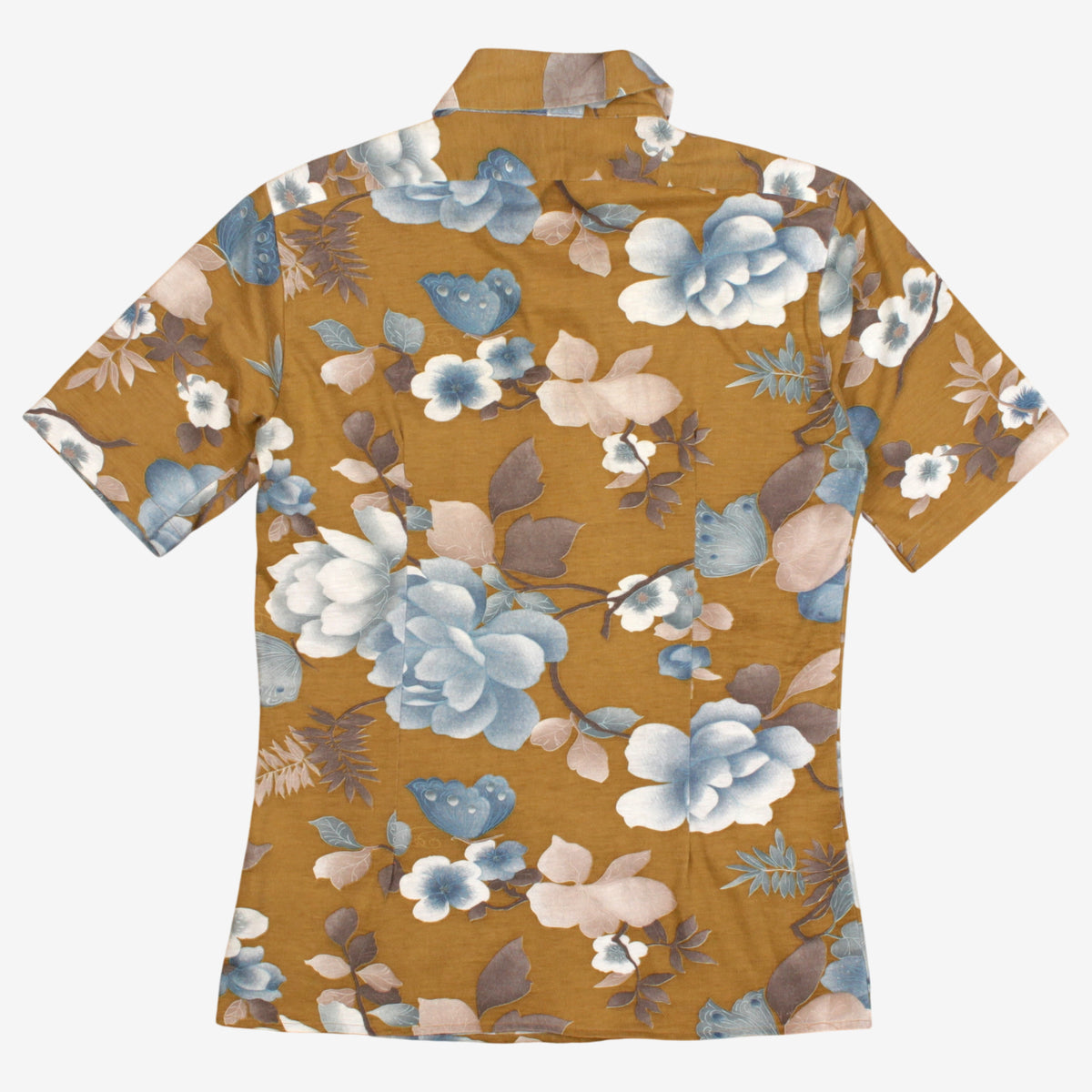 Vintage Jeans West Polo Shirt S Mens 70s Brown Floral Print Single Stitch