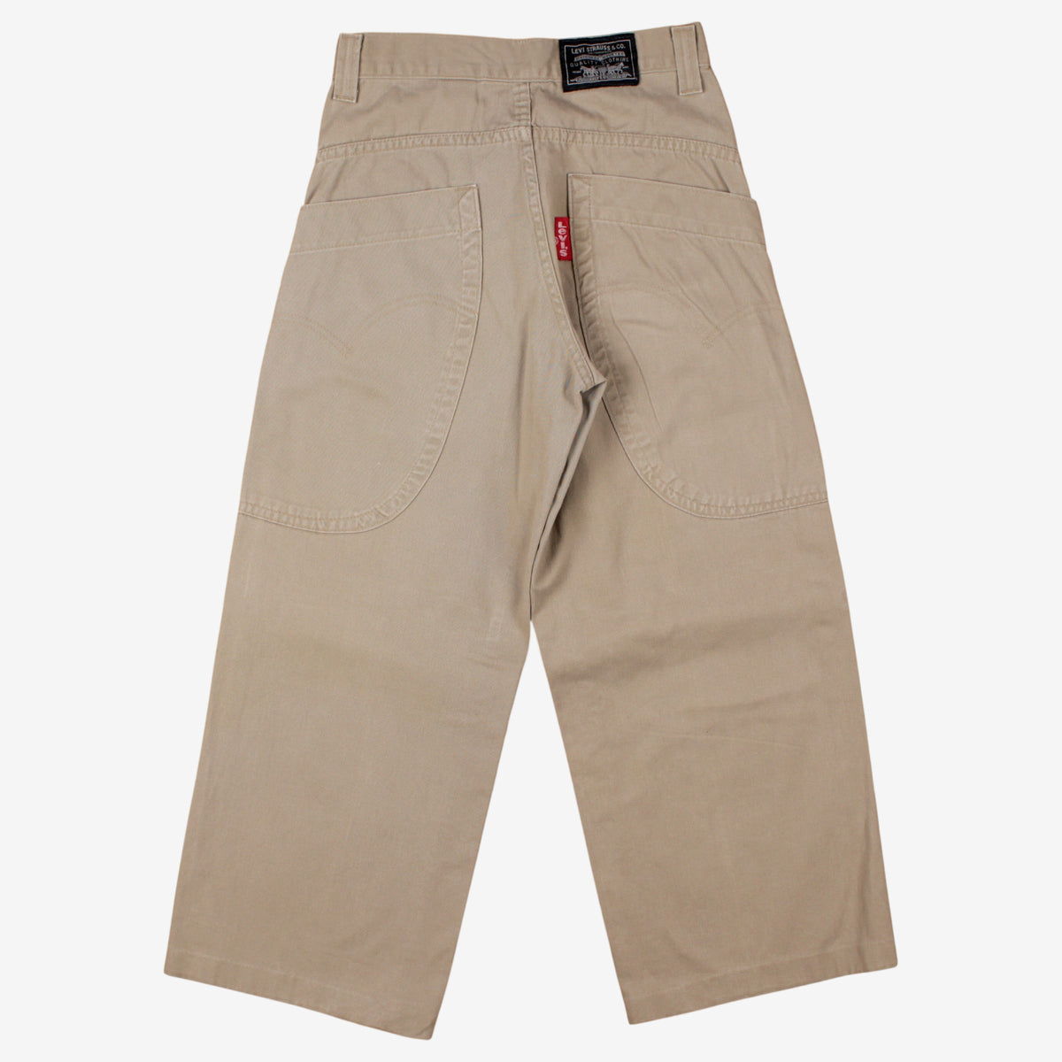 Vintage Levis Baggy Trousers Pants 26x24 Womens Beige Cropped Wide Y2k Barrel
