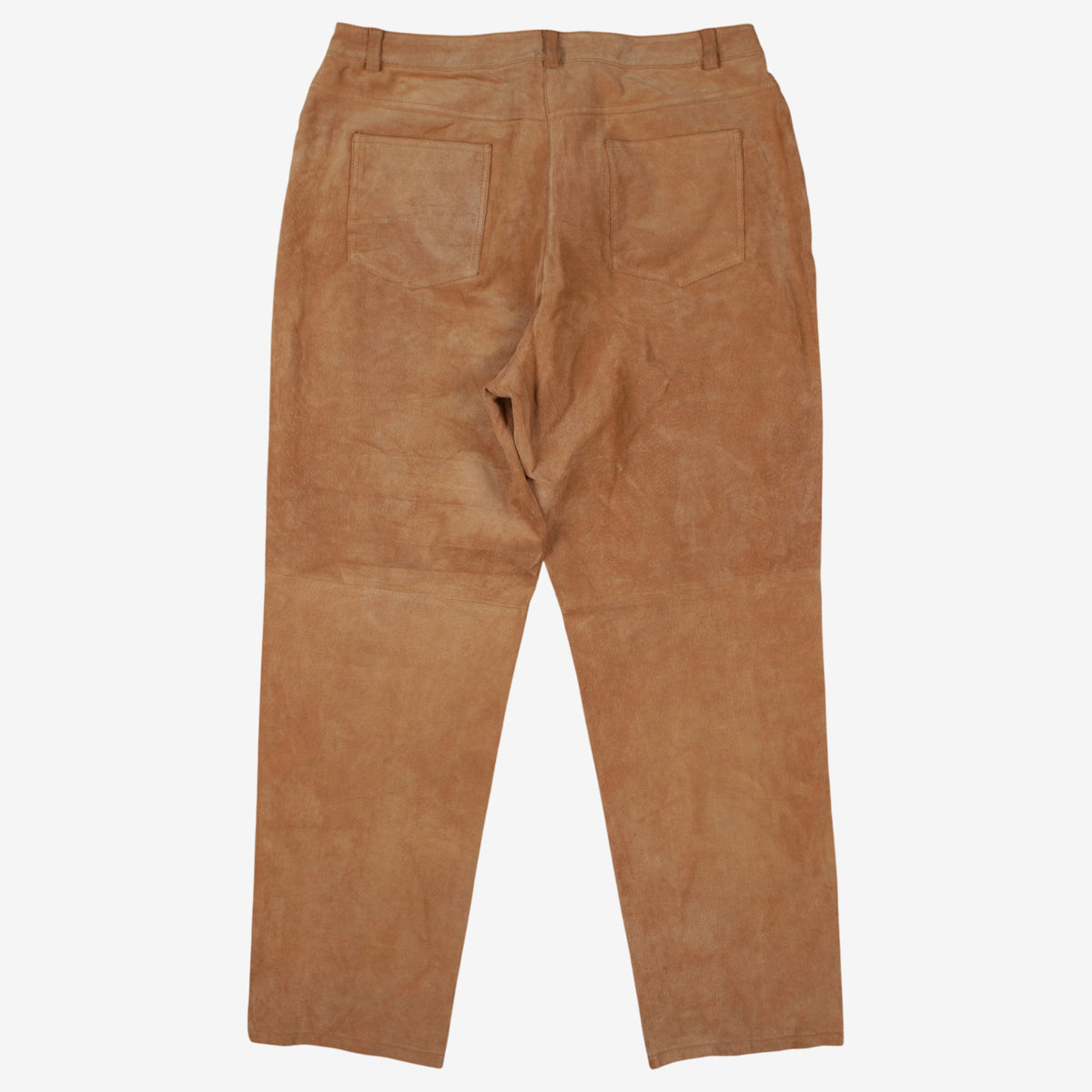 Metrostyle Leather Trousers Pants 34x30 Womens 00s Beige Tan Tapered Suede