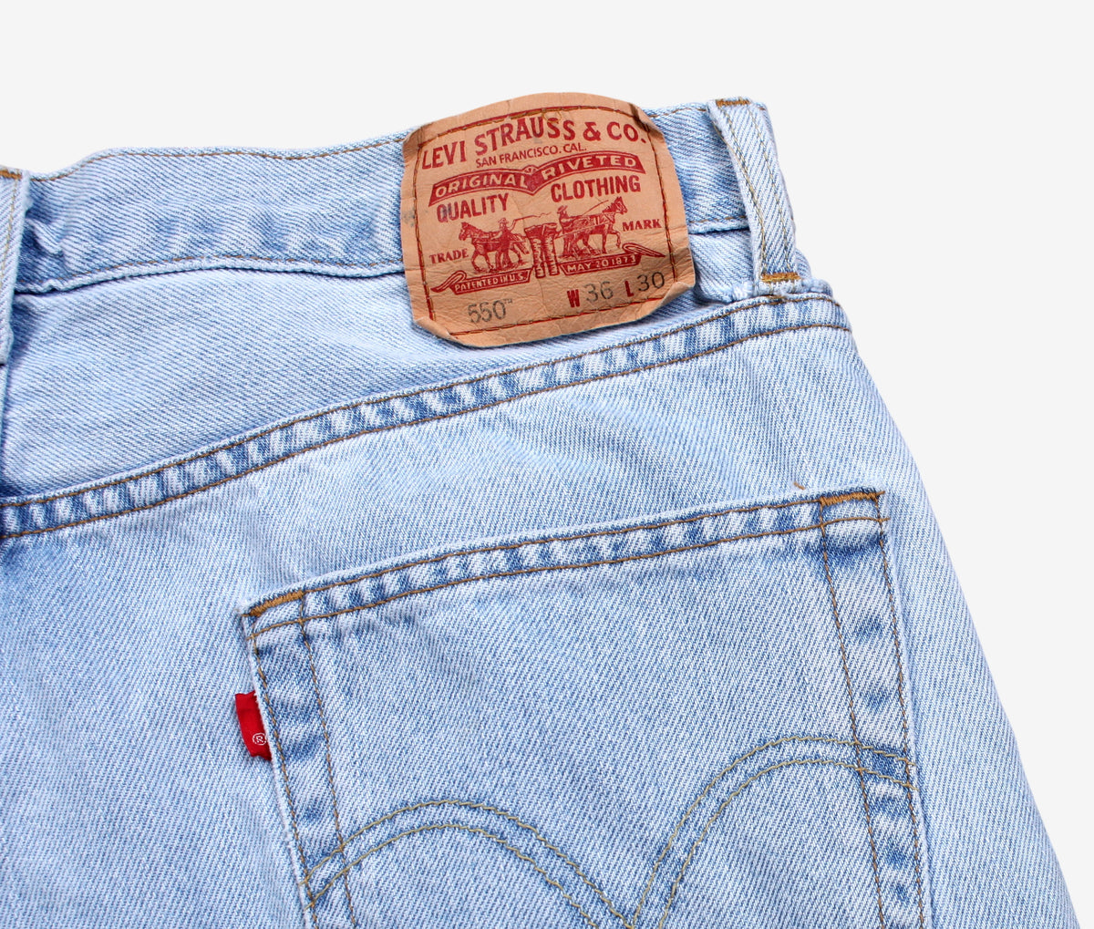 Levis 550 Jeans 36x29 Mens Blue Relaxed Taper Light Stonewash Denim