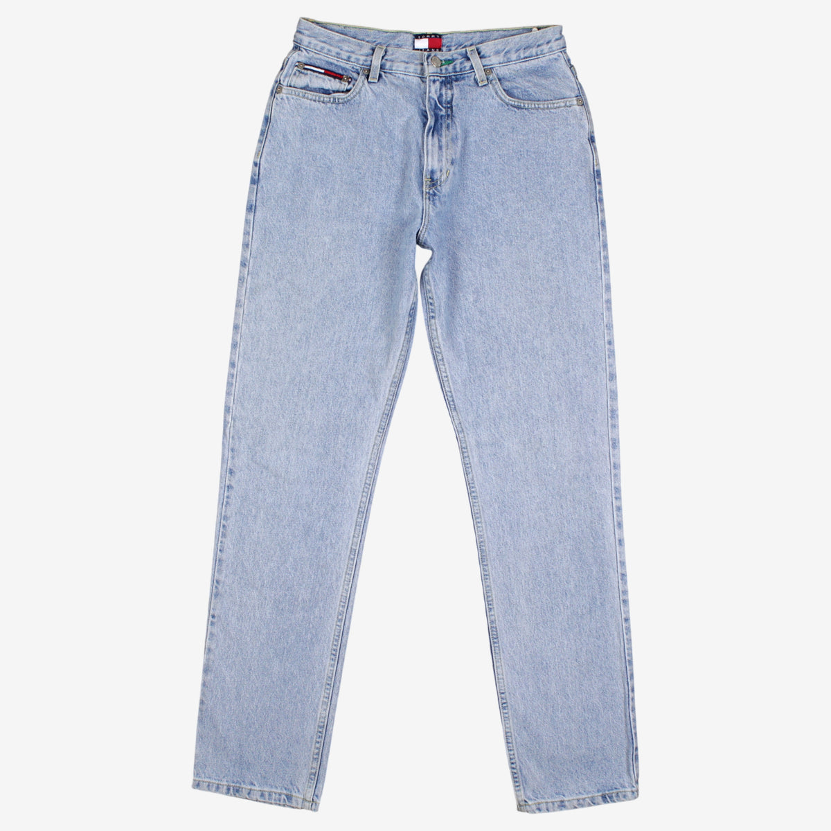 Vintage Tommy Jeans 28x32 Womens 90s Blue Straight Light Stonewash Denim