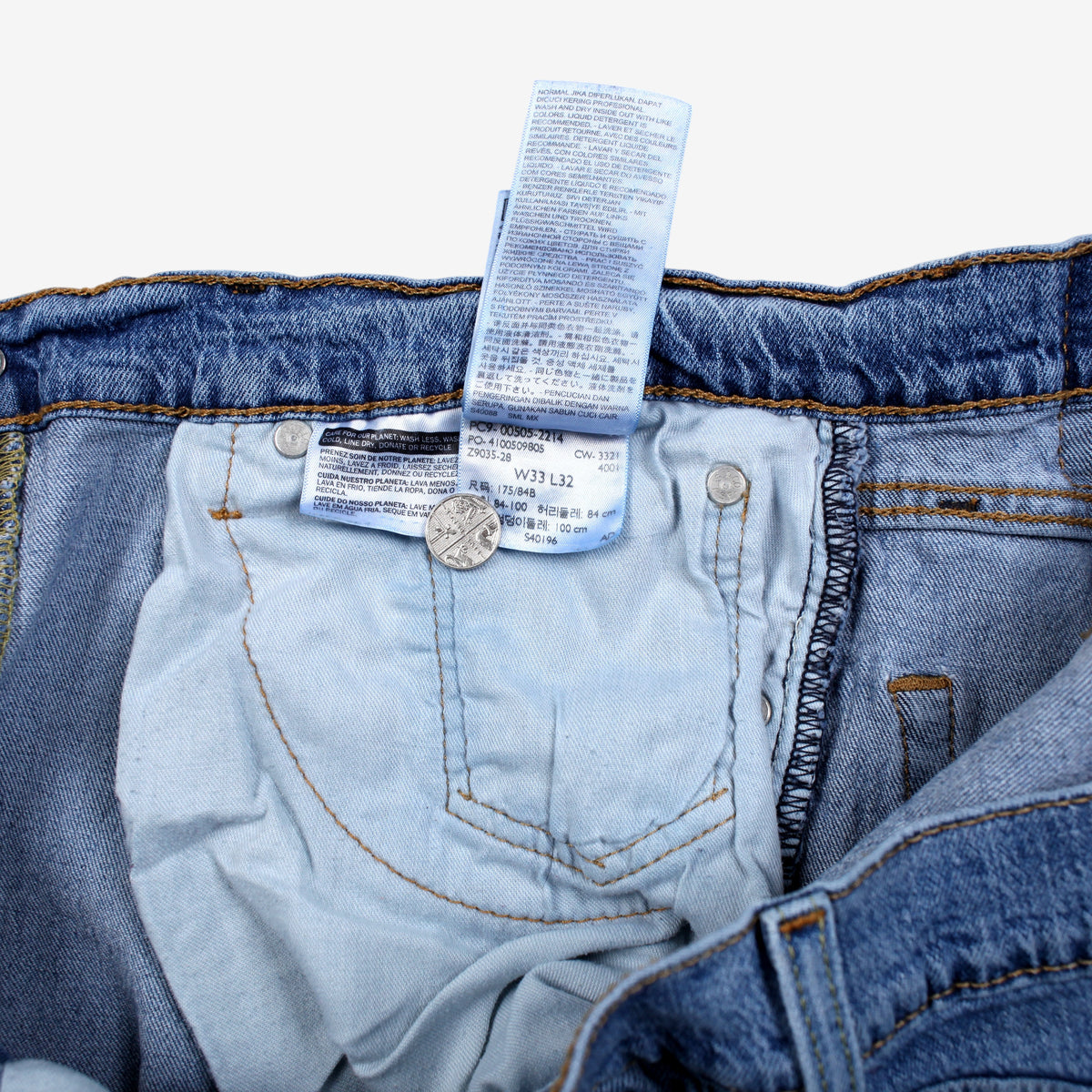 Levis 505 Jeans 32x32 Mens Blue Regular Straight Light Stonewash Red Denim