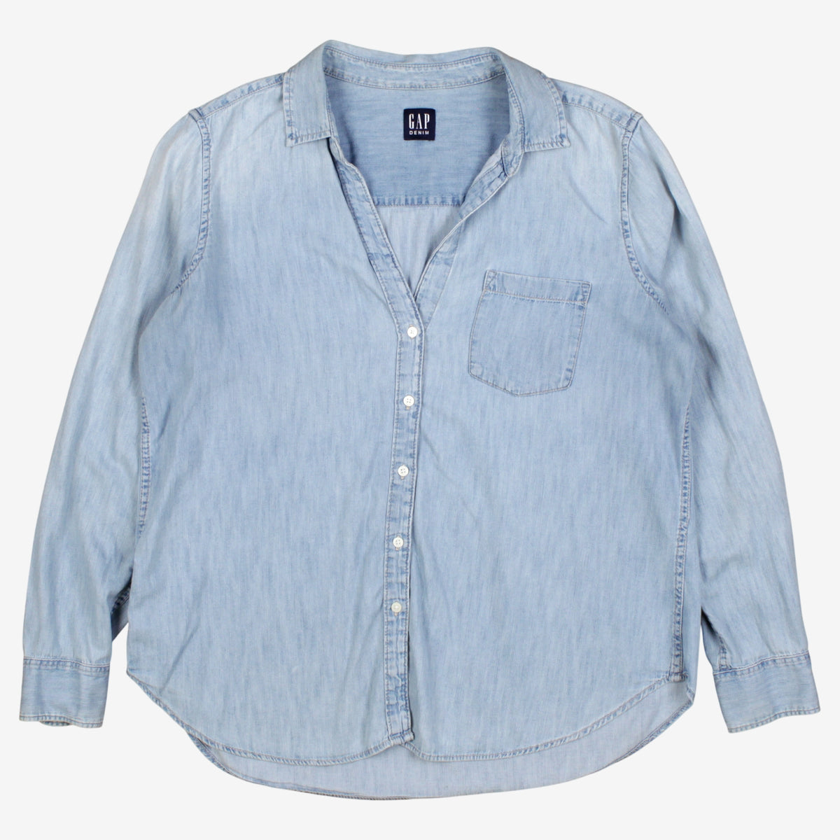 Gap Denim Button Shirt XL Womens Cotton Pocket Grunge Streetwear Layering Blue