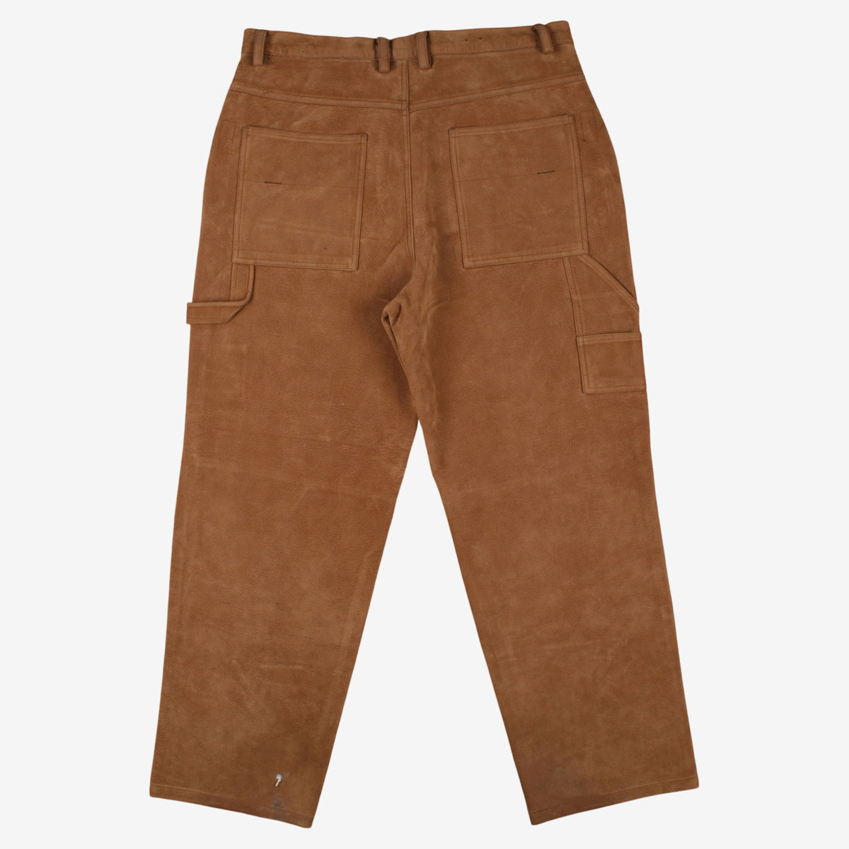 Vintage Koman Carpenter Trousers Pants 38x32 Mens Brown Straight Faux Suede