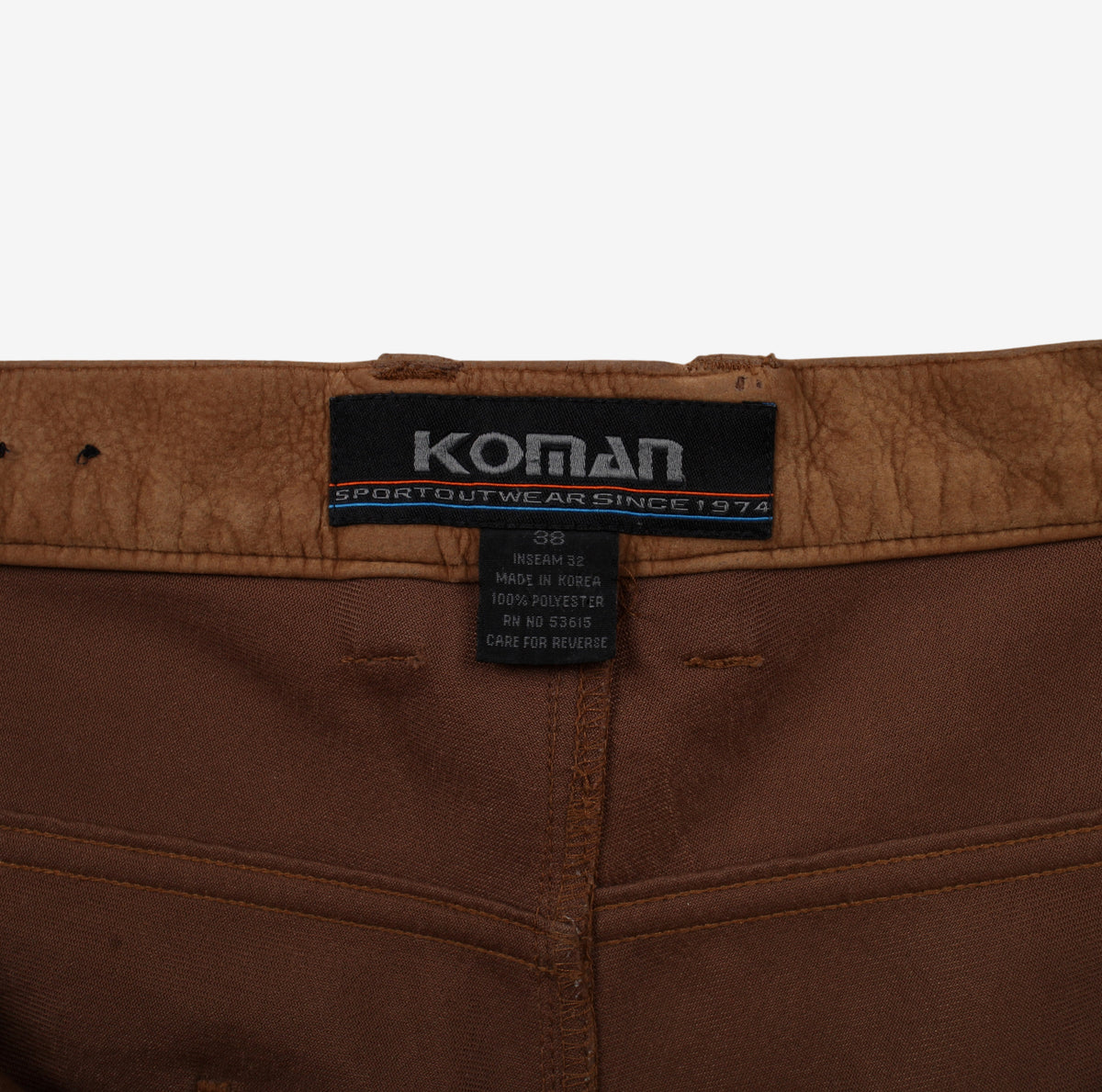 Vintage Koman Carpenter Trousers Pants 38x32 Mens Brown Straight Faux Suede