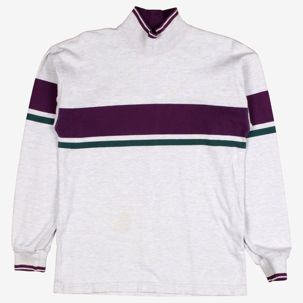 Vintage L L Bean Roll Neck T-Shirt S Mens 00s Grey Colourblock Long Sleeve