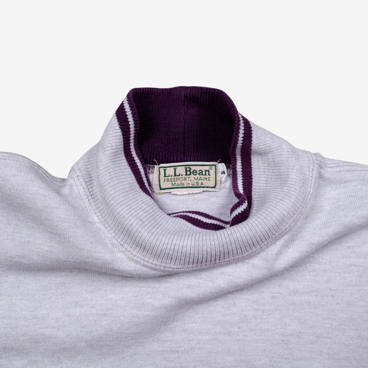 Vintage L L Bean Roll Neck T-Shirt S Mens 00s Grey Colourblock Long Sleeve