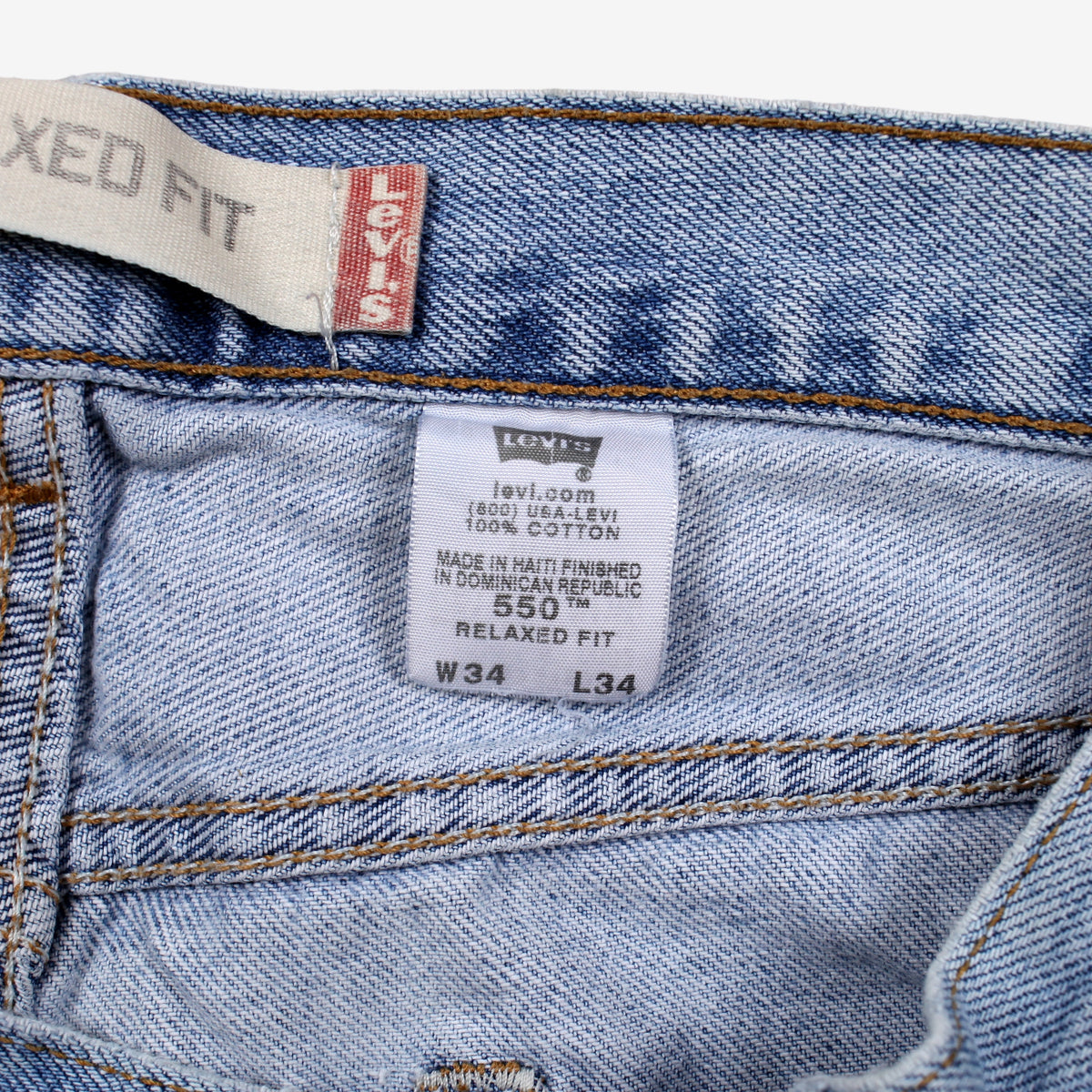 Levis 550 Jeans 32x34 Blue Relaxed Taper Light Stonewash Red Tab Denim
