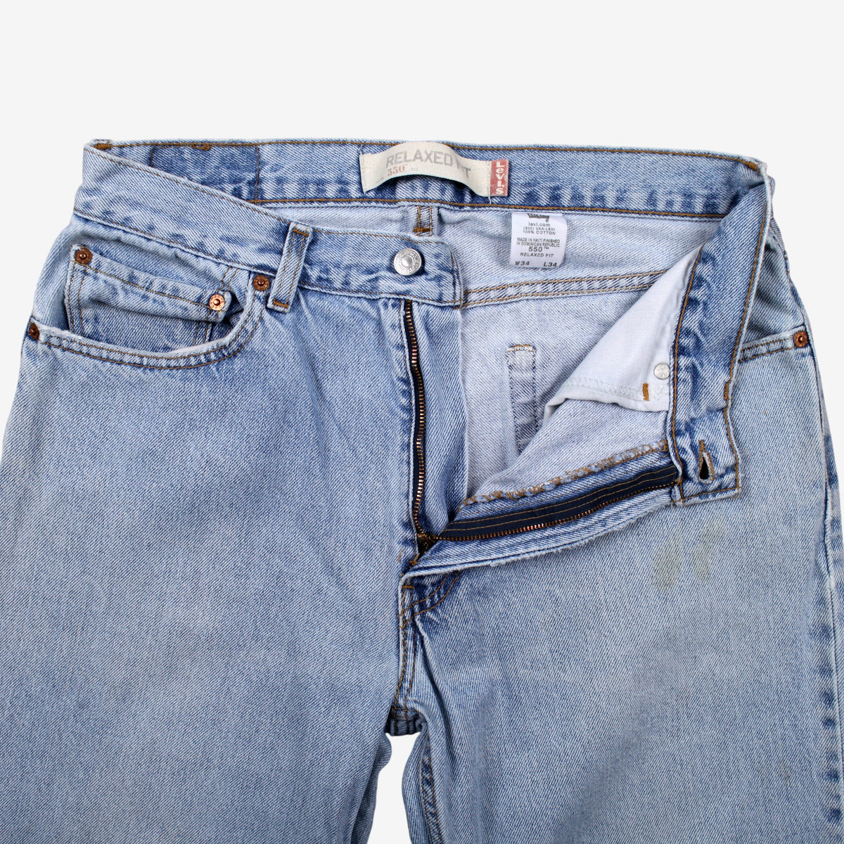 Levis 550 Jeans 32x34 Blue Relaxed Taper Light Stonewash Red Tab Denim