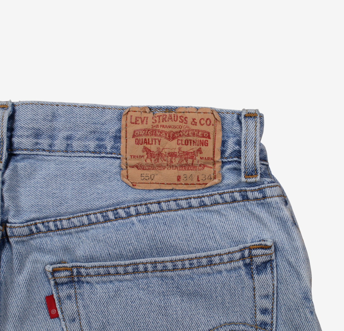 Levis 550 Jeans 32x34 Blue Relaxed Taper Light Stonewash Red Tab Denim
