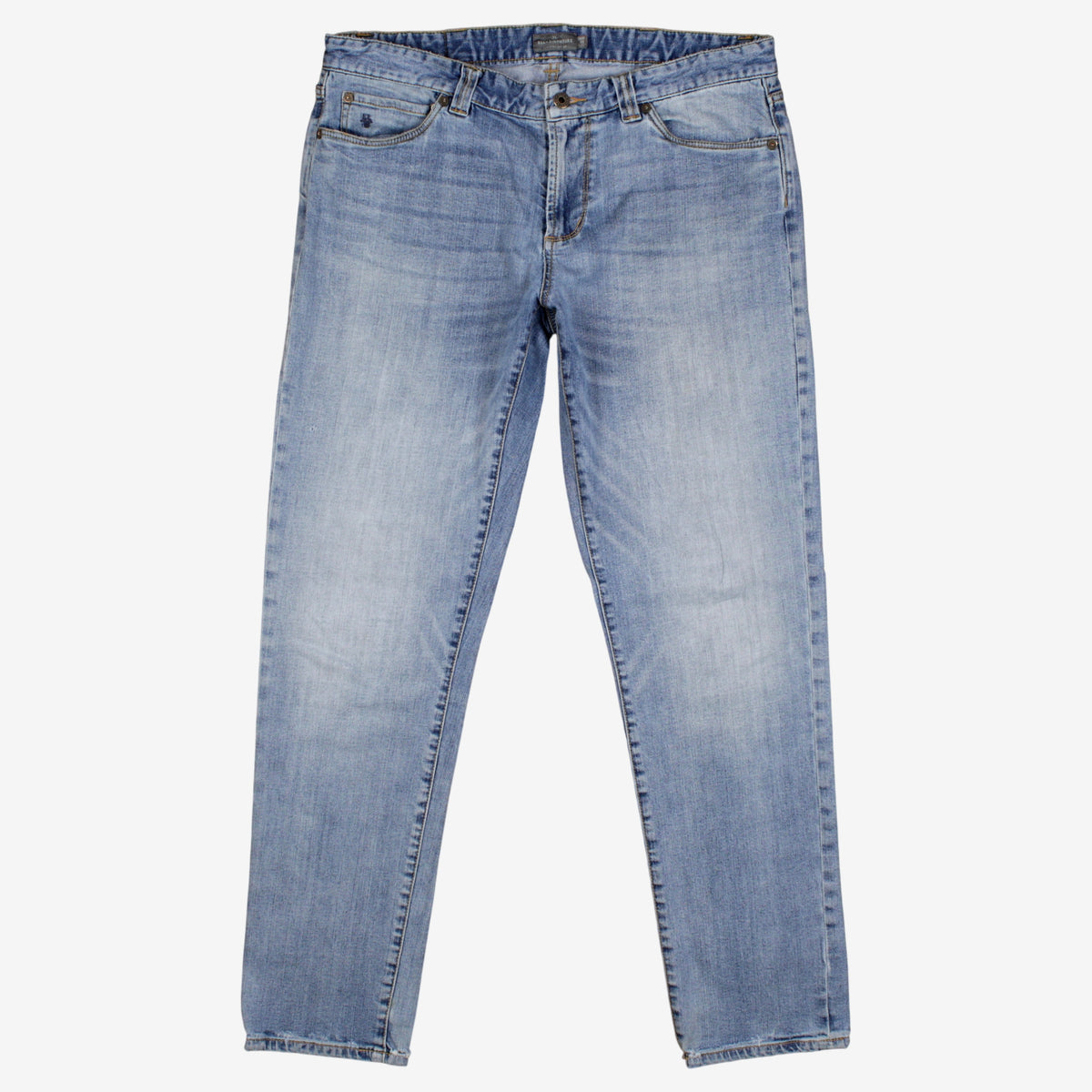 LL Bean Signature Jeans 36x32 Mens Blue Slim Straight Light Stonewash Denim