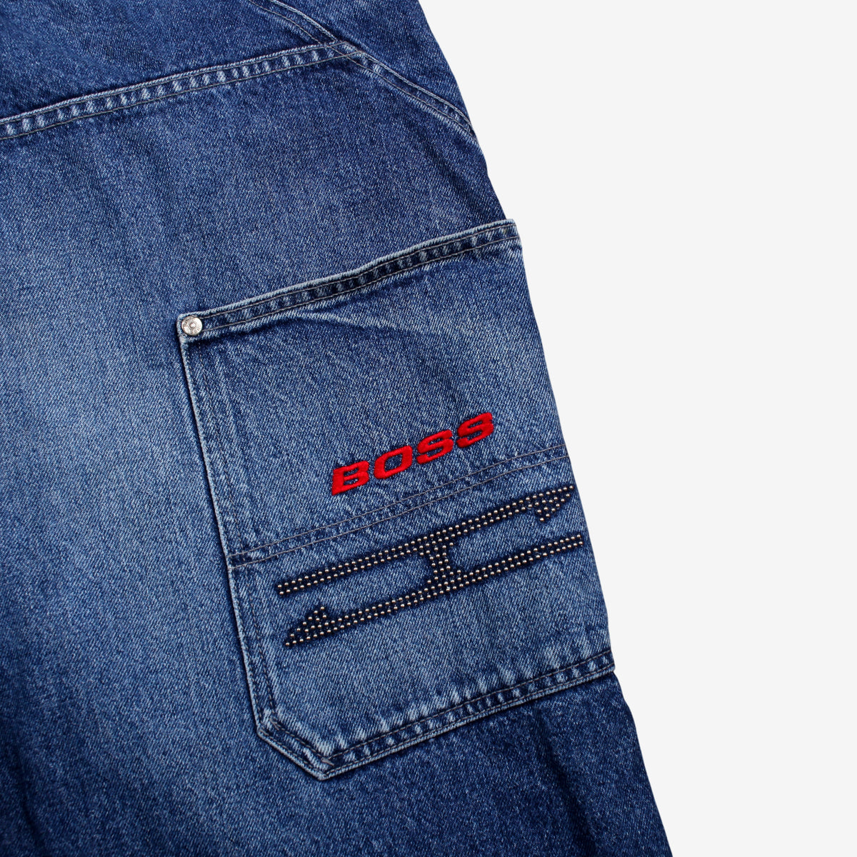Boss Y2k Carpenter Jeans 38x34 Mens Blue Stonewash Hip Hop Baggy Wide Denim