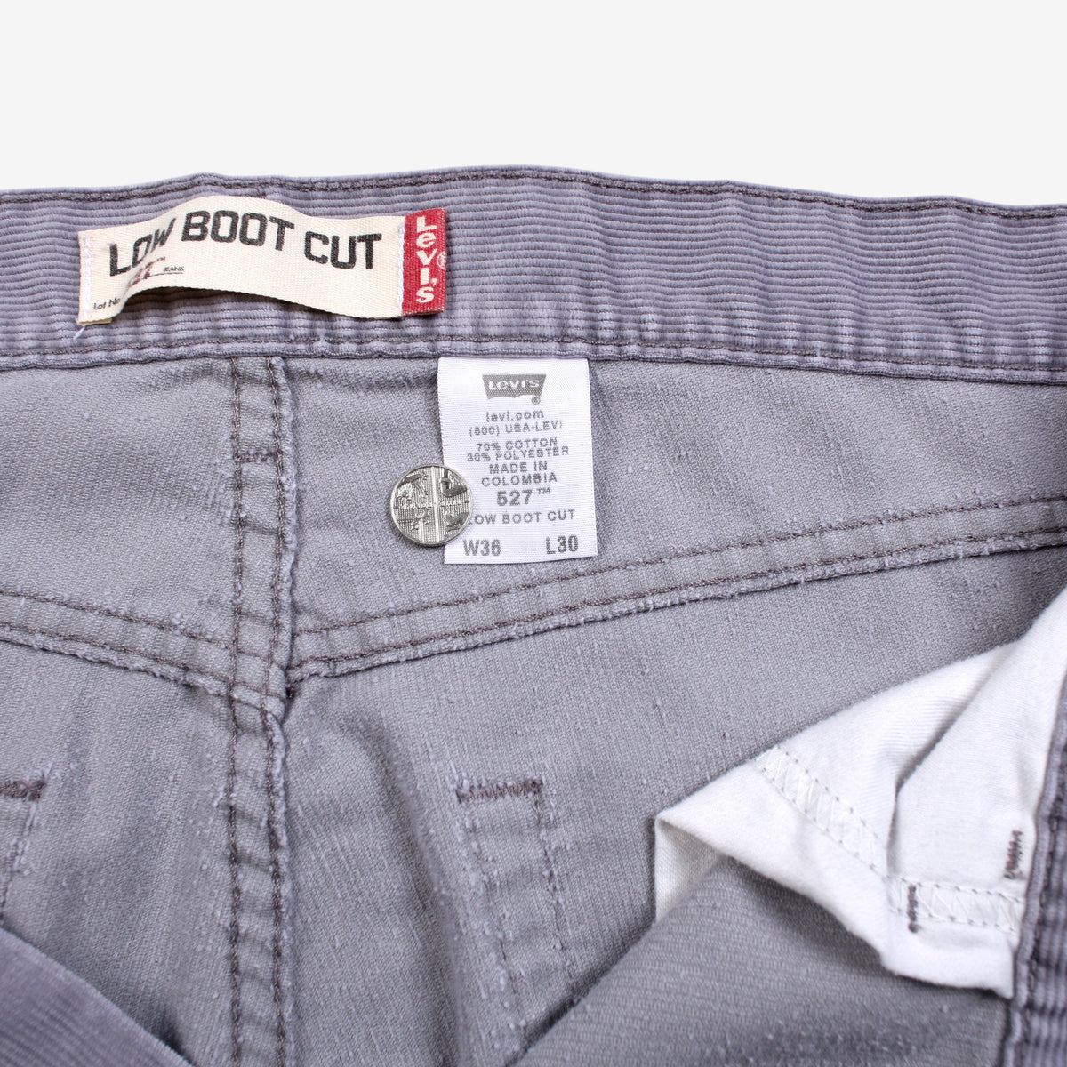 Levis Corduroy Trousers Pants 36x30 Mens Grey Y2k Levi's Low Boot Cut