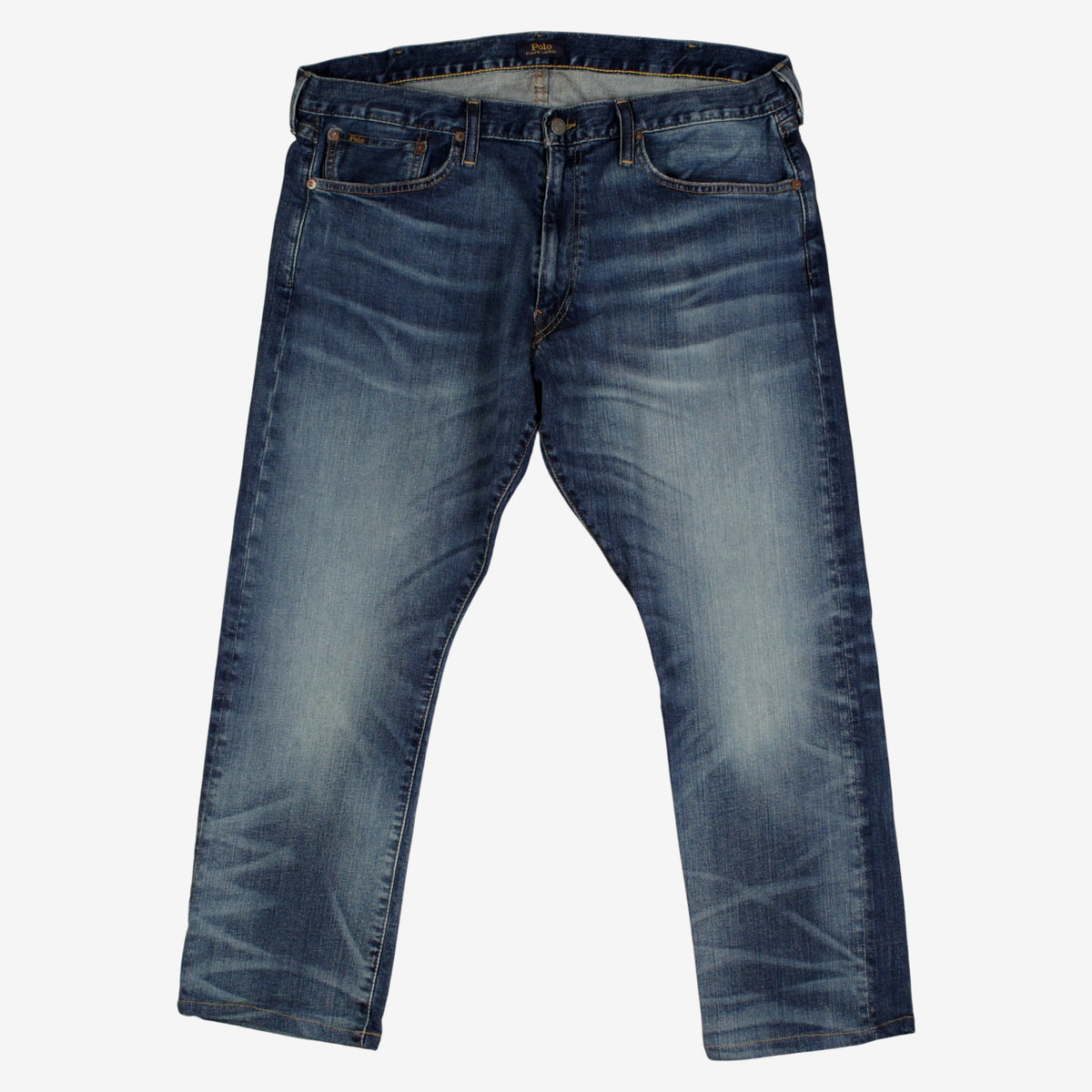 Polo Ralph Lauren Jeans 38x30 Mens Blue Straight Faded Stonewash Denim