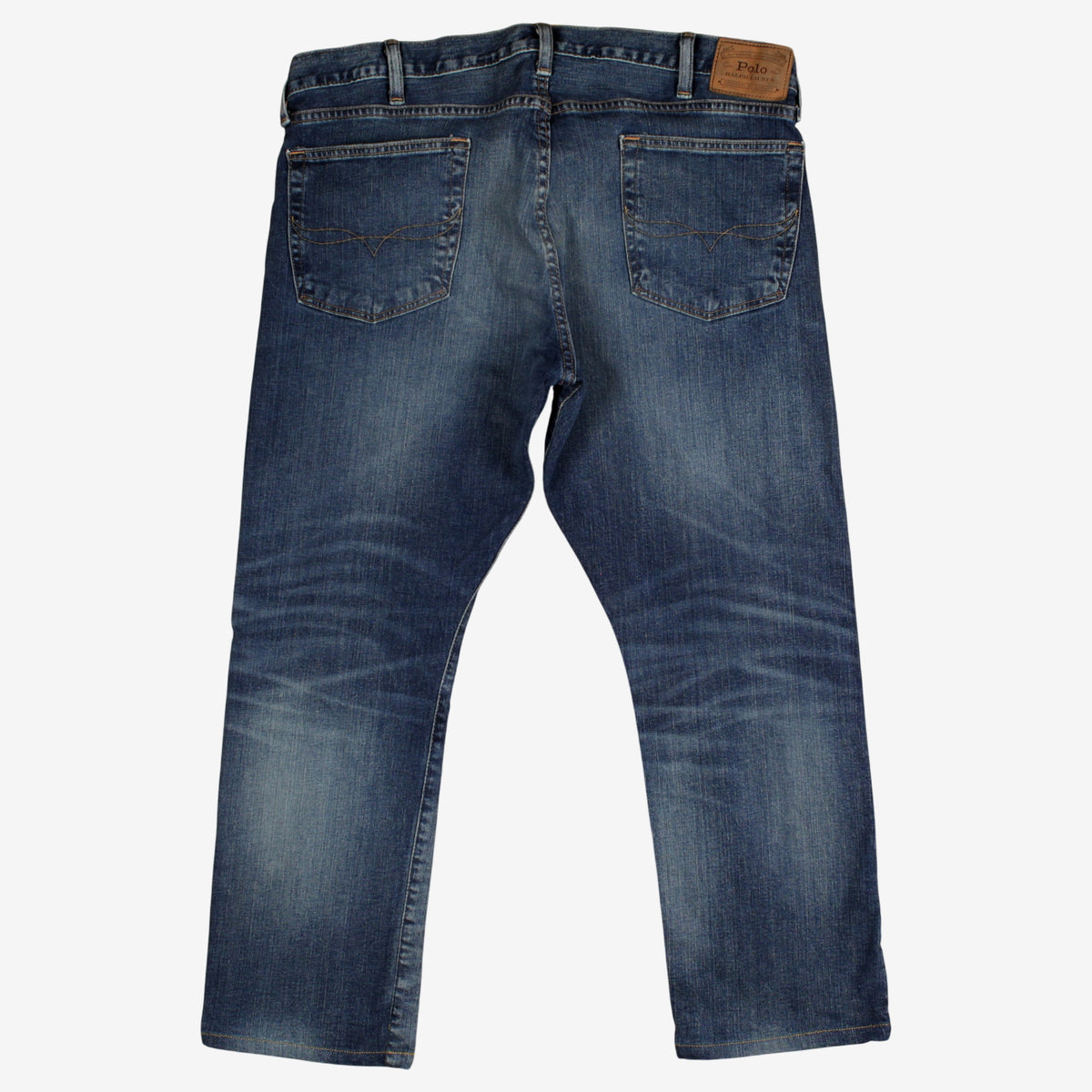 Polo Ralph Lauren Jeans 38x30 Mens Blue Straight Faded Stonewash Denim