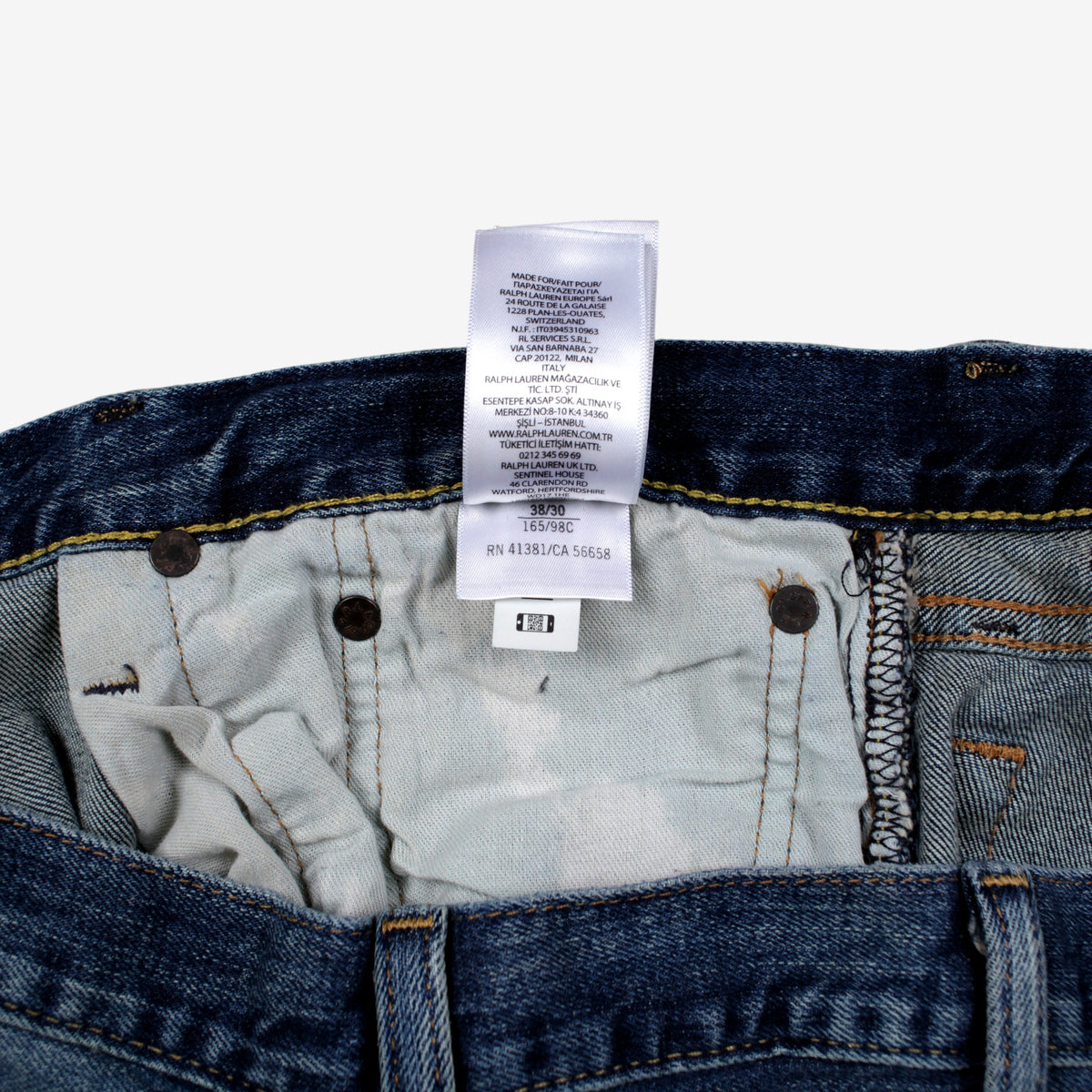 Polo Ralph Lauren Jeans 38x30 Mens Blue Straight Faded Stonewash Denim