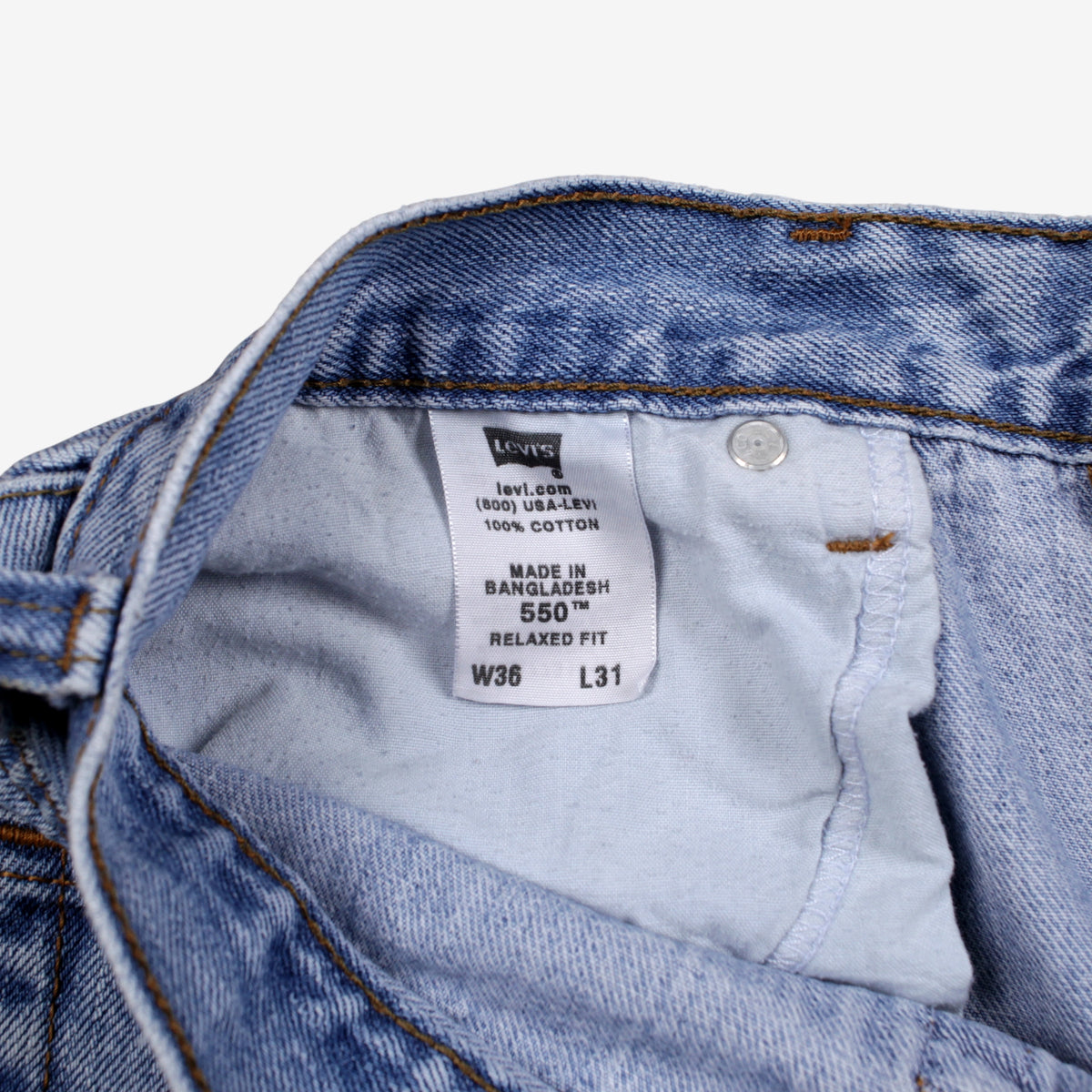 Levis 550 Jeans 35x30 Mens Blue Relaxed Taper Light Stonewash Red Tab Denim