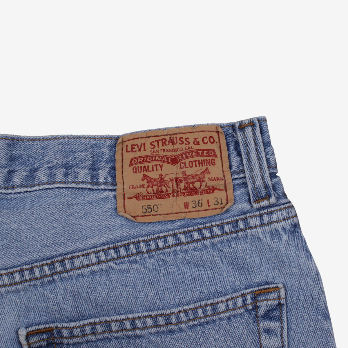 Levis 550 Jeans 35x30 Mens Blue Relaxed Taper Light Stonewash Red Tab Denim