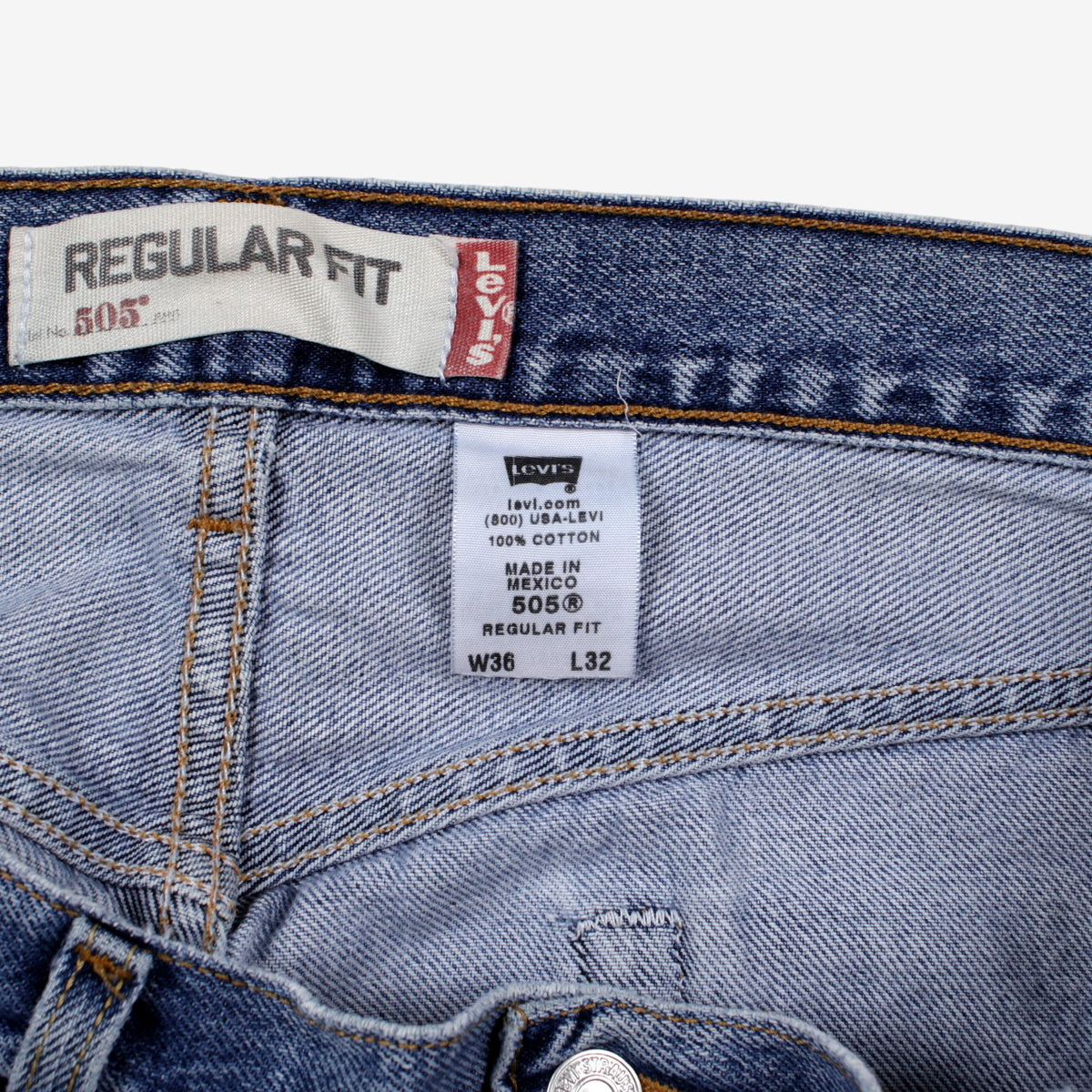 Levis 505 Jeans 35x32 Mens Blue Regular Straight Stonewash Denim