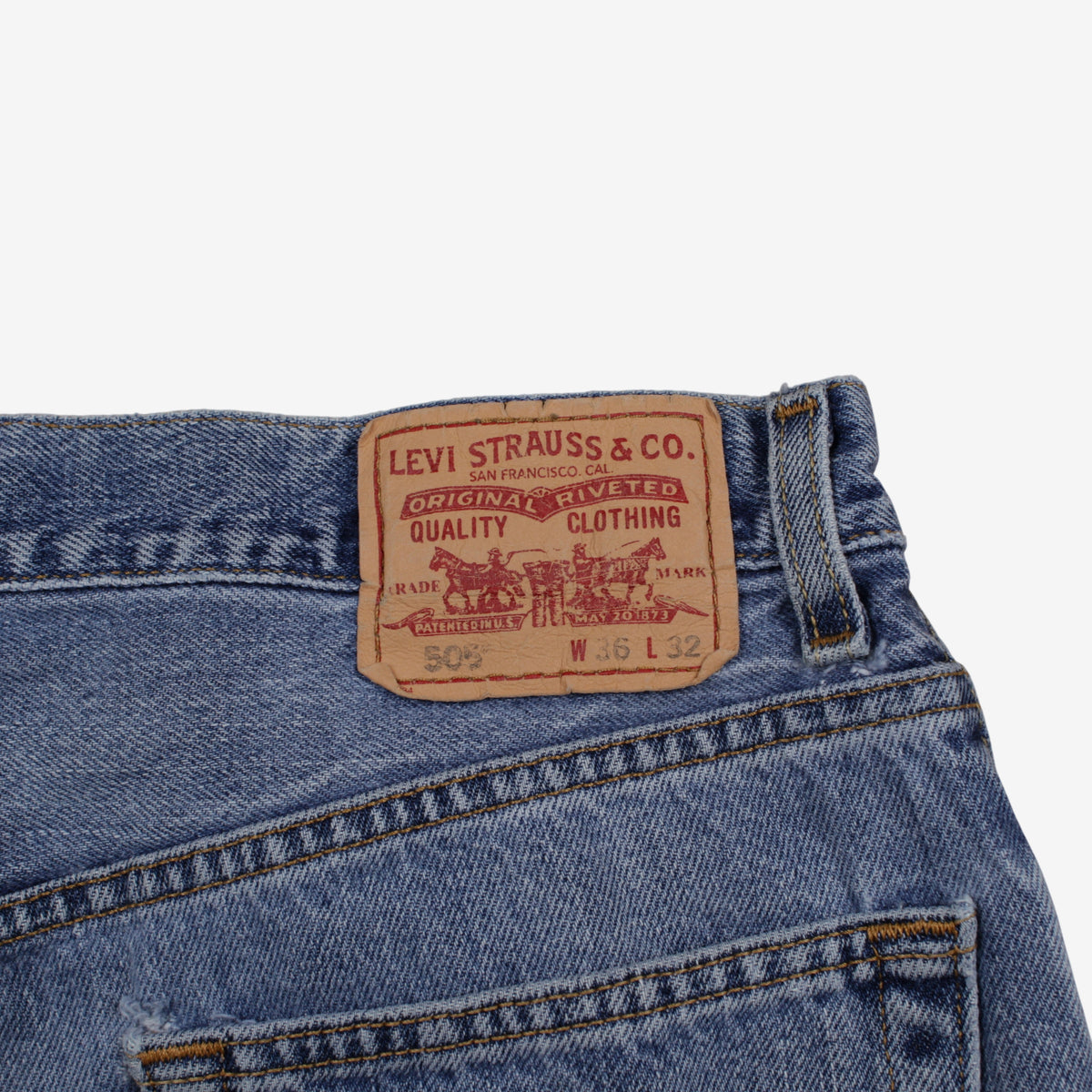 Levis 505 Jeans 35x32 Mens Blue Regular Straight Stonewash Denim