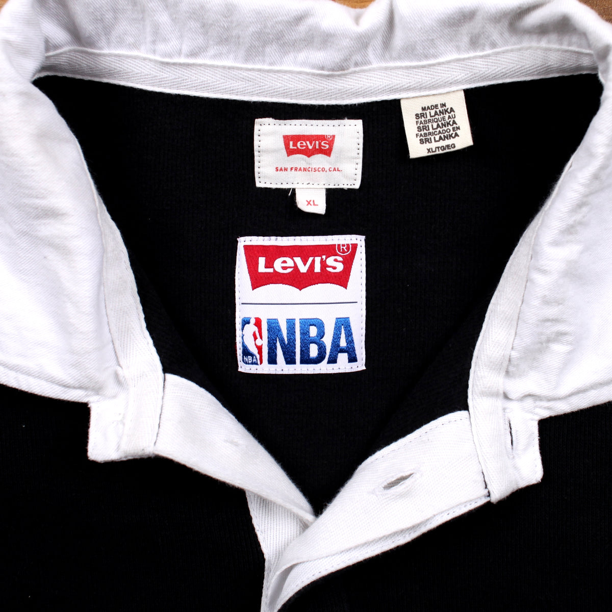 Levis Polo Rugby Shirt XL Mens 00s Black Levi's NBA Boston Celtics Long Sleeve