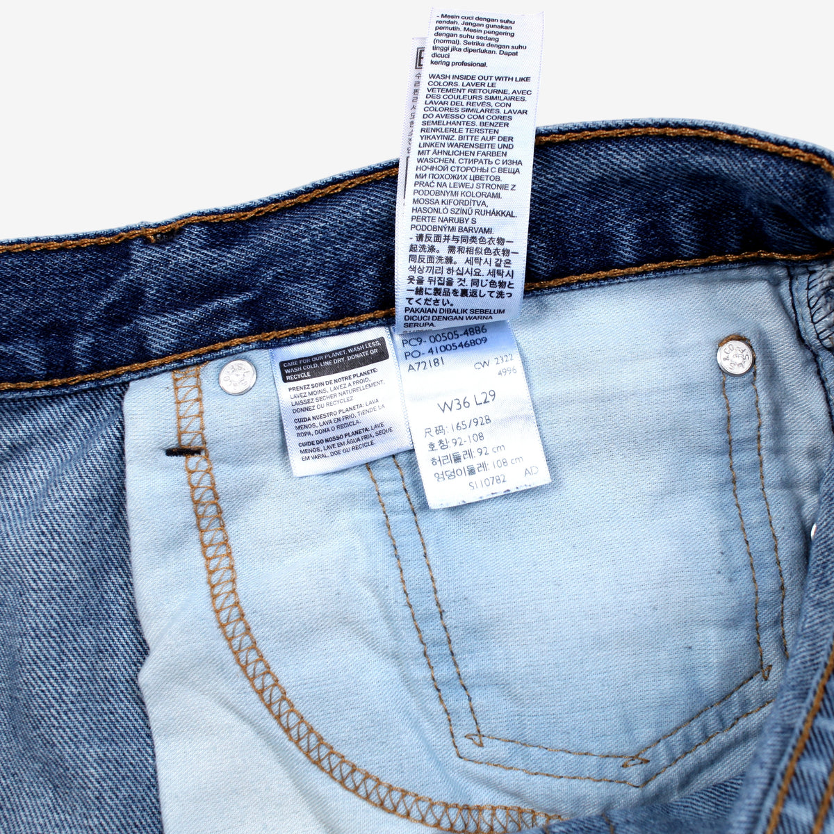 Levis 505 Jeans 36x29 Mens Blue Regular Straight Stonewash Red Tab Denim