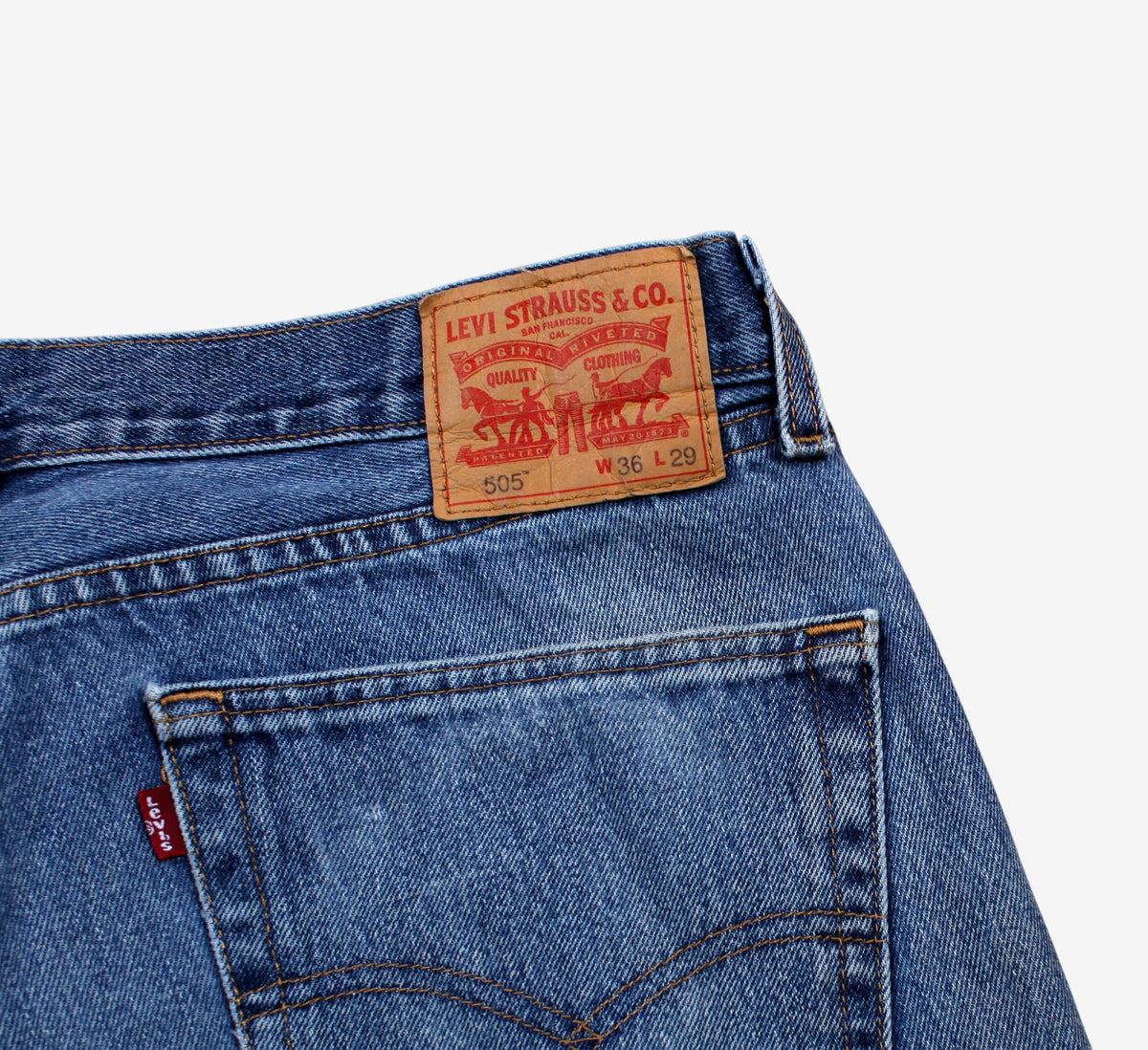 Levis 505 Jeans 36x29 Mens Blue Regular Straight Stonewash Red Tab Denim