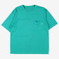 Vintage Class T-shirt L Mens 90s Green Pocket Teal Round Neck Casual Basic