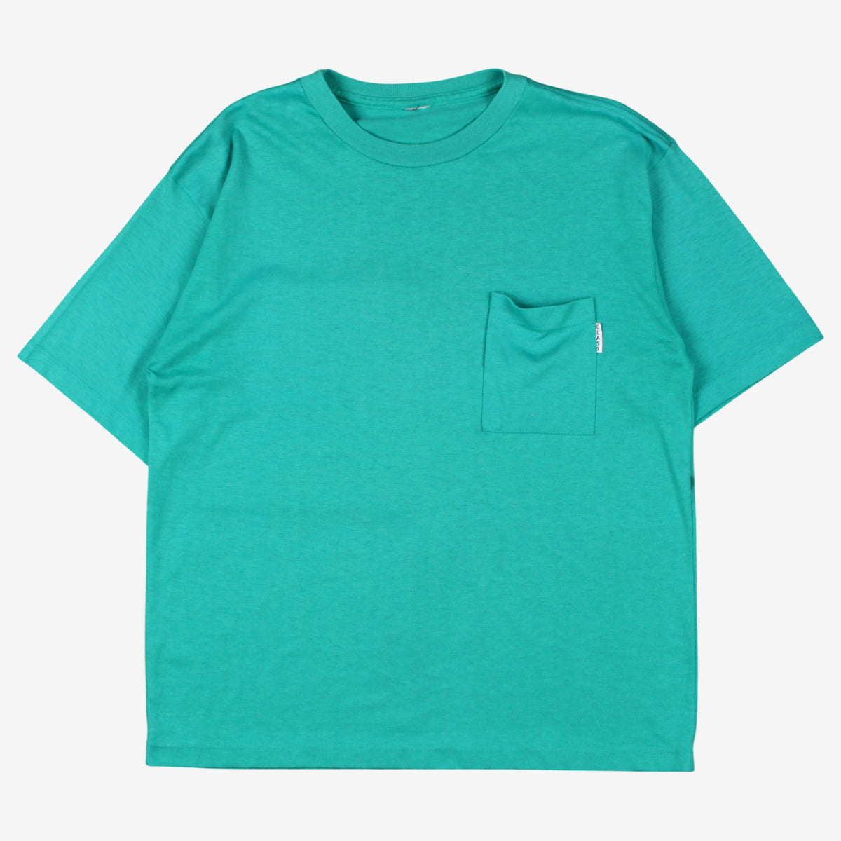 Vintage Class T-shirt L Mens 90s Green Pocket Teal Round Neck Casual Basic