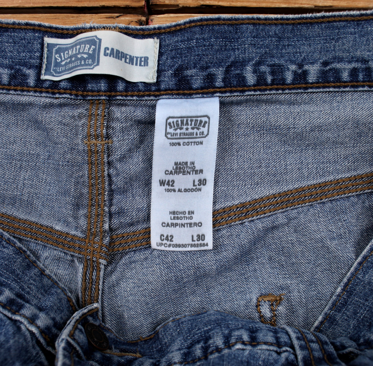 Levis Signature Carpenter Jeans 42x30 Mens Blue Strauss Stonewash Denim