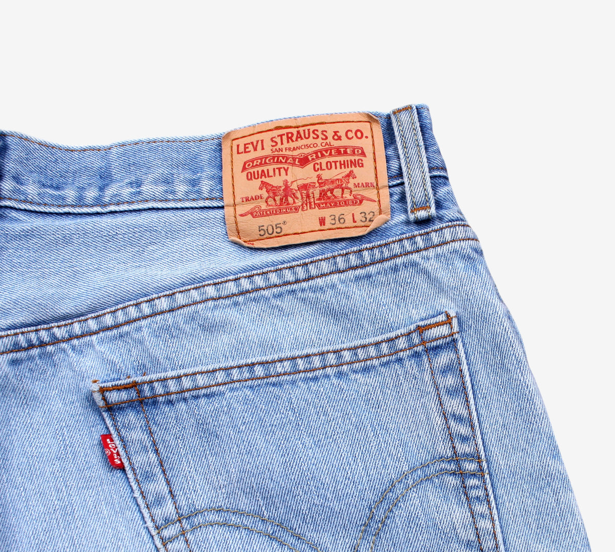 Levis 505 Jeans 36x32 Mens Blue Regular Straight Light Stonewash Denim