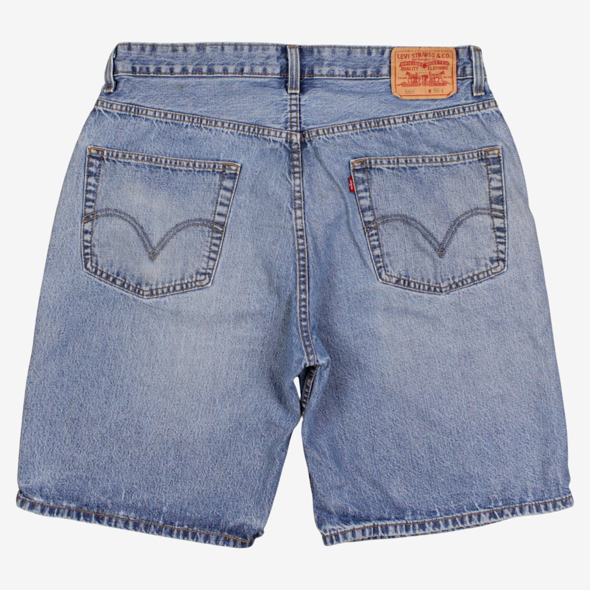 Levis 569 Denim Shorts Jorts 36 Mens 00s Blue Loose Baggy Y2k