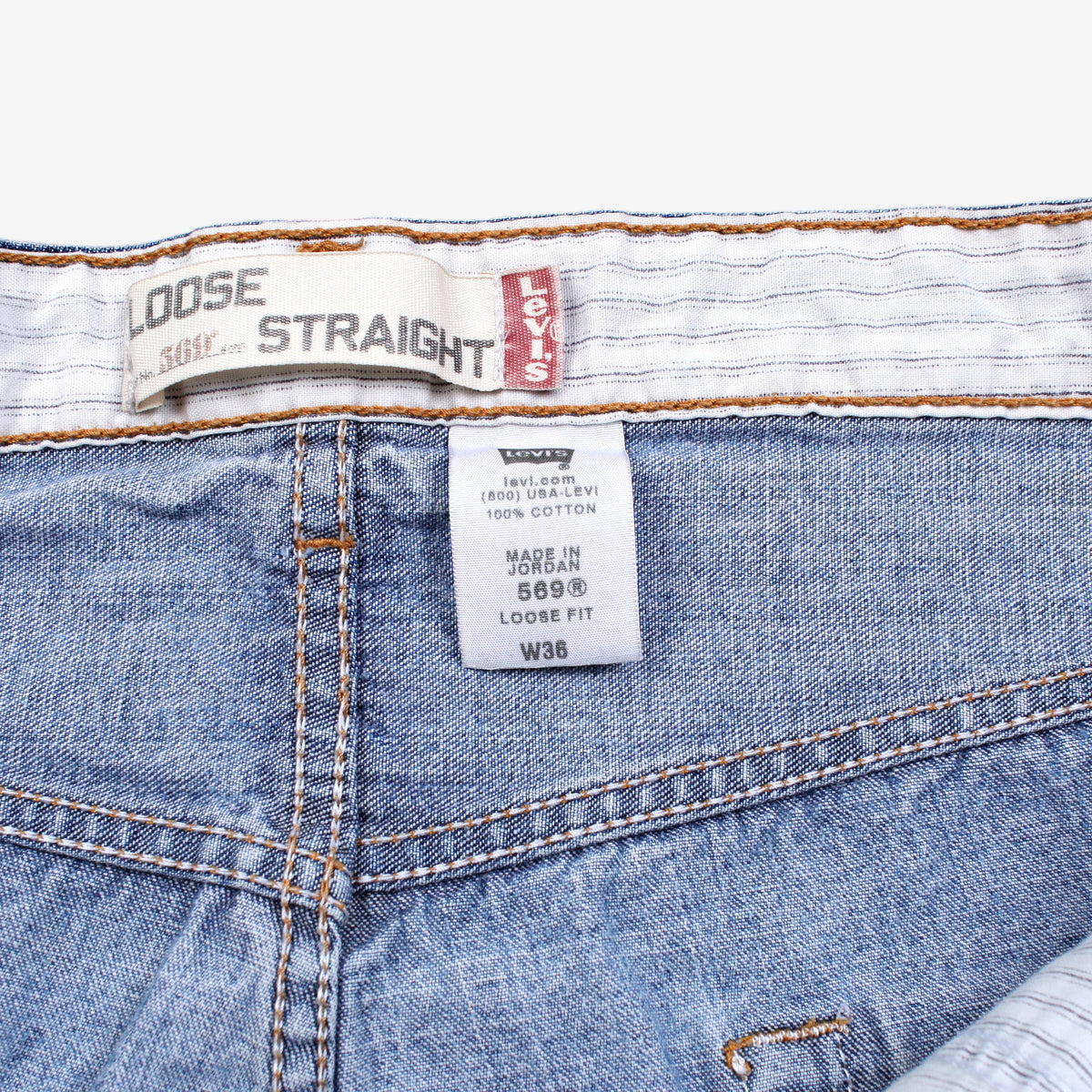 Levis 569 Denim Shorts Jorts 36 Mens 00s Blue Loose Baggy Y2k