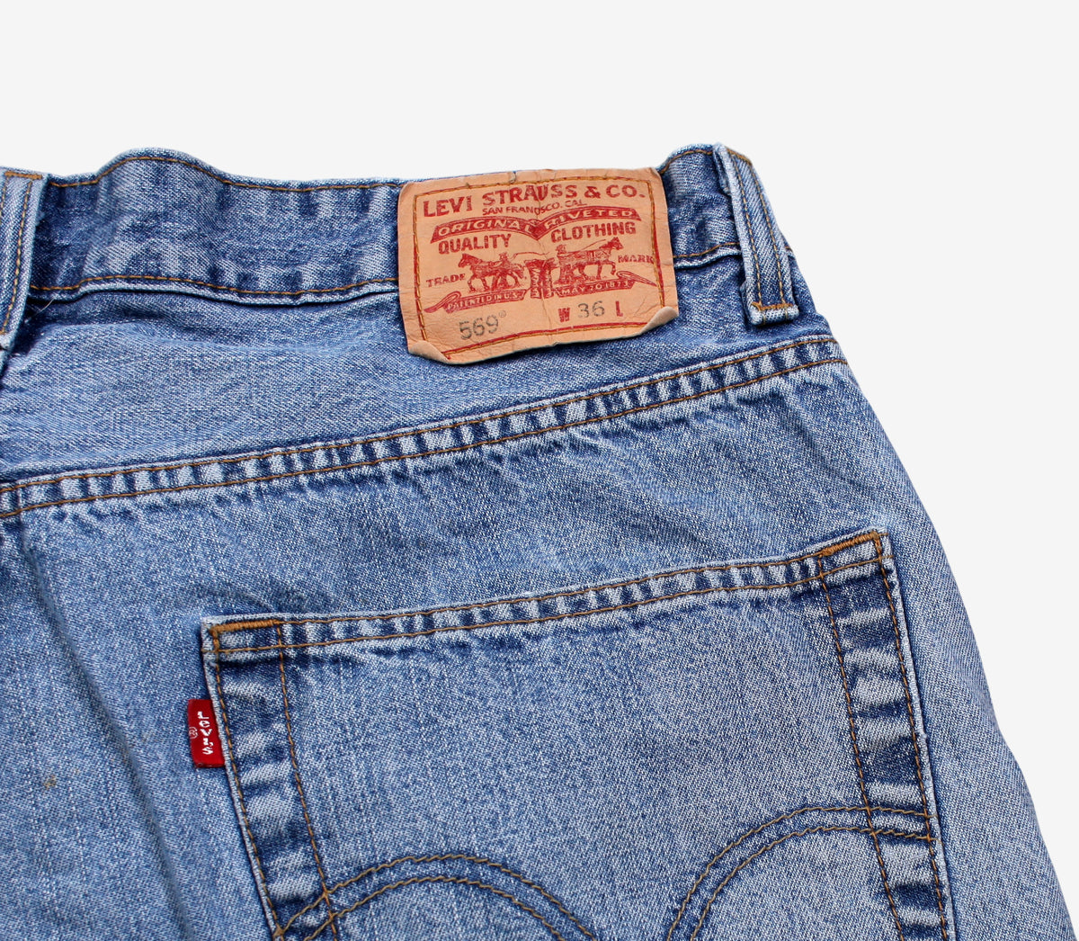 Levis 569 Denim Shorts Jorts 36 Mens 00s Blue Loose Baggy Y2k