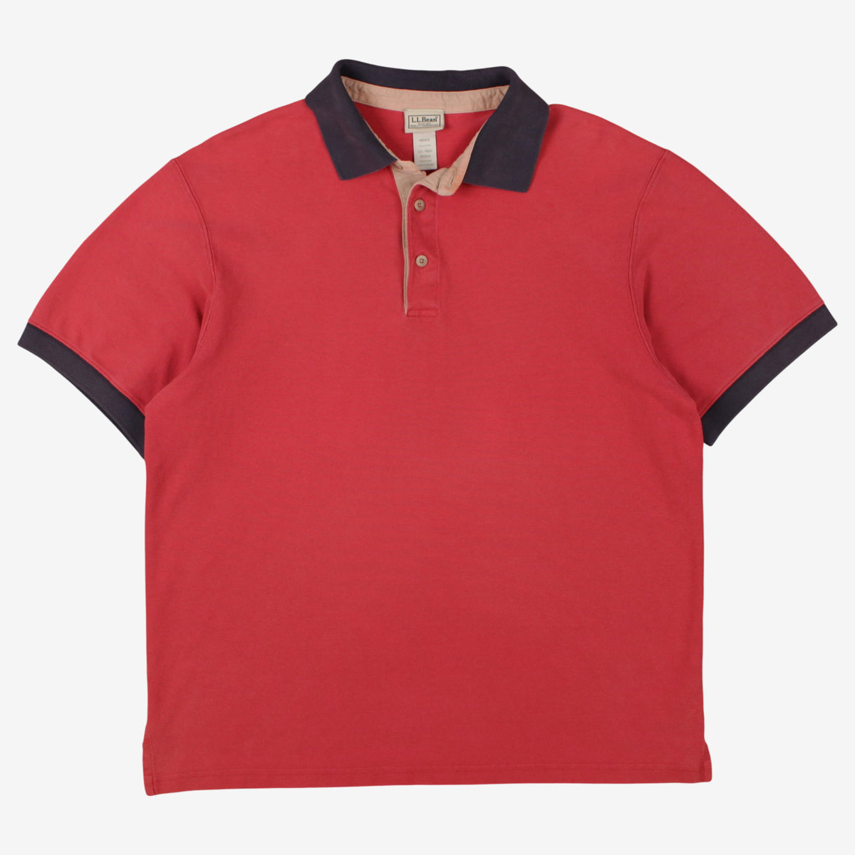 Vintage L L. Bean Polo Shirt L Mens 00s Red Contrast Trim Pique Knit Preppy