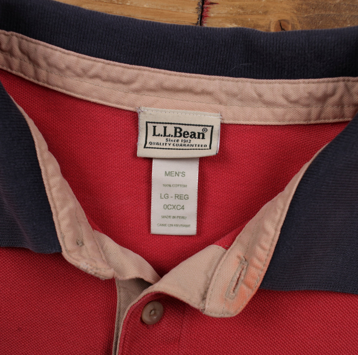 Vintage L L. Bean Polo Shirt L Mens 00s Red Contrast Trim Pique Knit Preppy