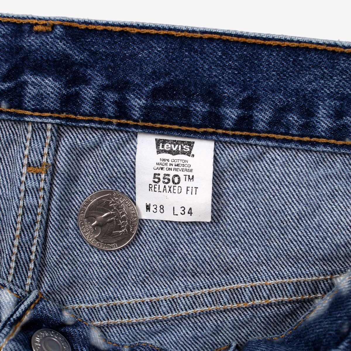 Vintage Levis 550 Jeans 38x34 Mens 90s Blue Relaxed Taper Stonewash Denim