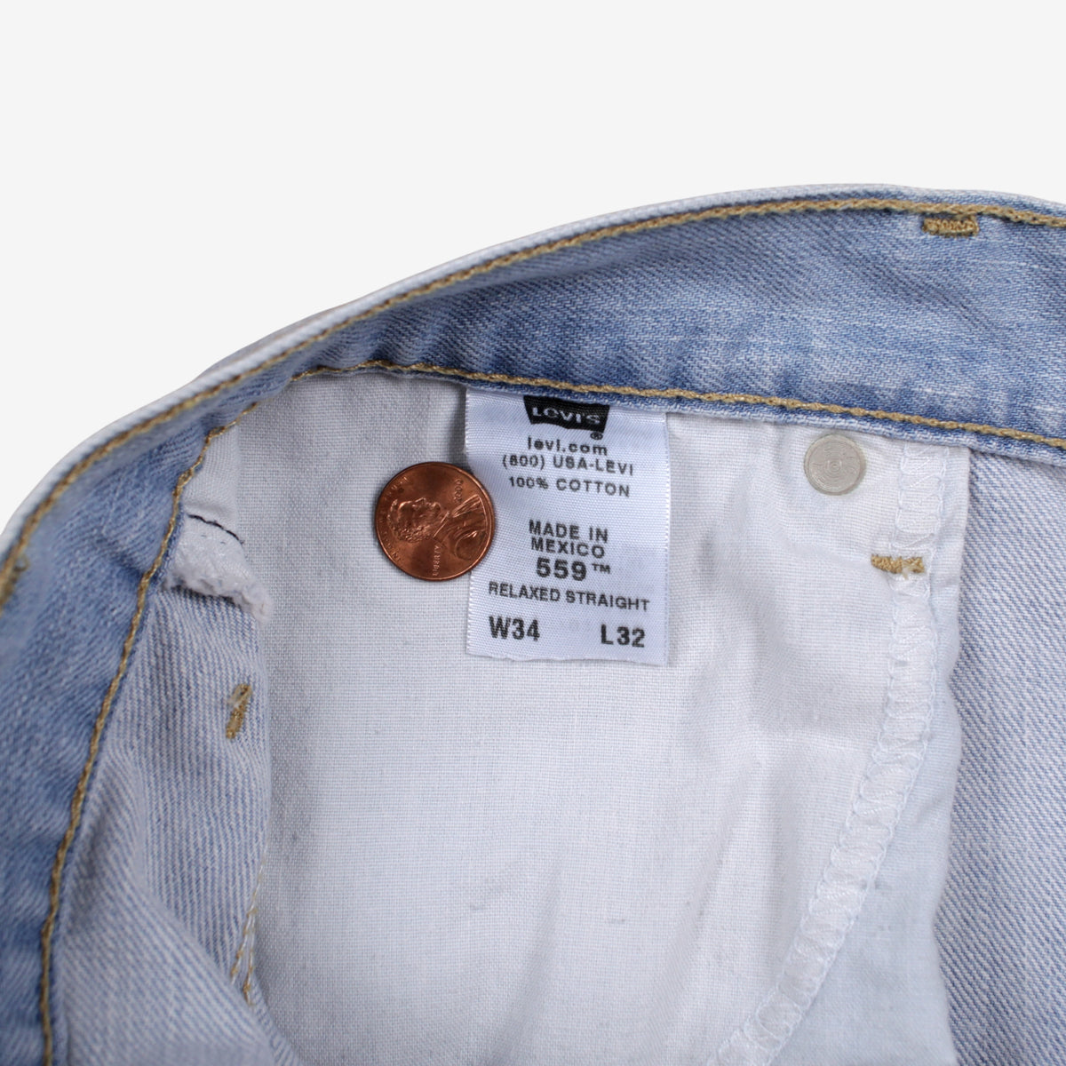 Levis 559 Jeans 34x32 Mens Blue Relaxed Straight Light Stonewash Denim