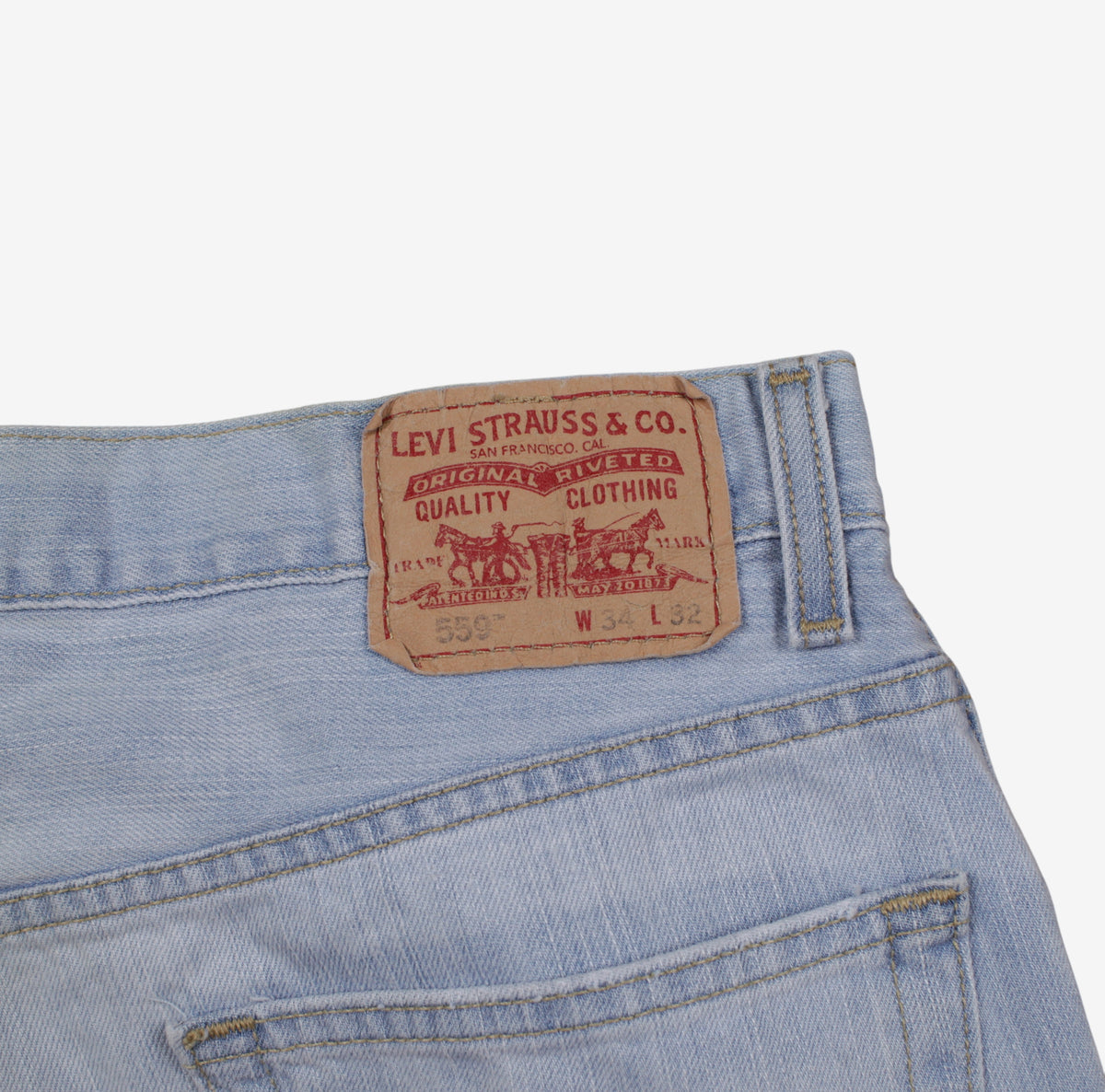 Levis 559 Jeans 34x32 Mens Blue Relaxed Straight Light Stonewash Denim