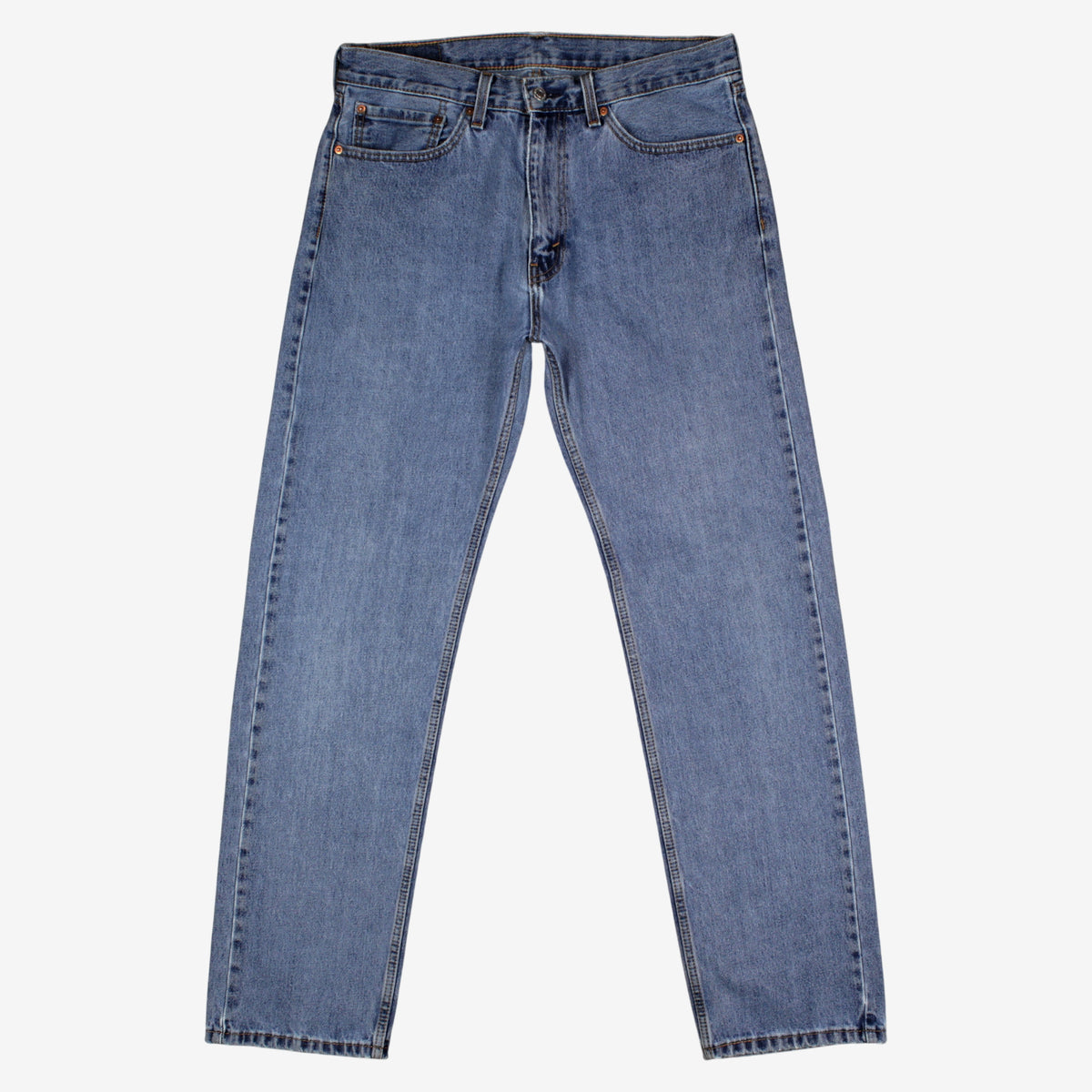 Levis 505 Jeans 35x34 Mens Blue Regular Straight Faded Stonewash Denim