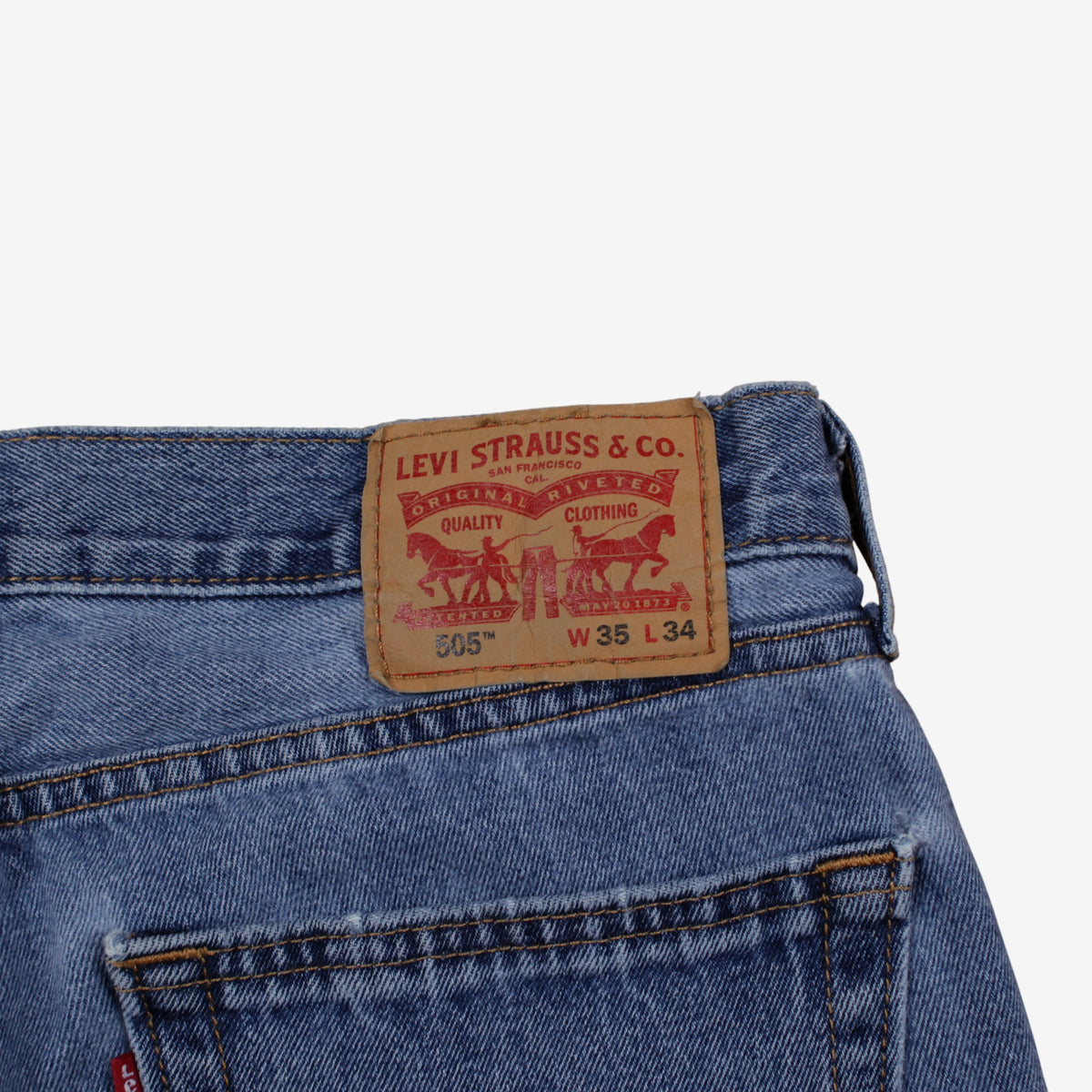 Levis 505 Jeans 35x34 Mens Blue Regular Straight Faded Stonewash Denim