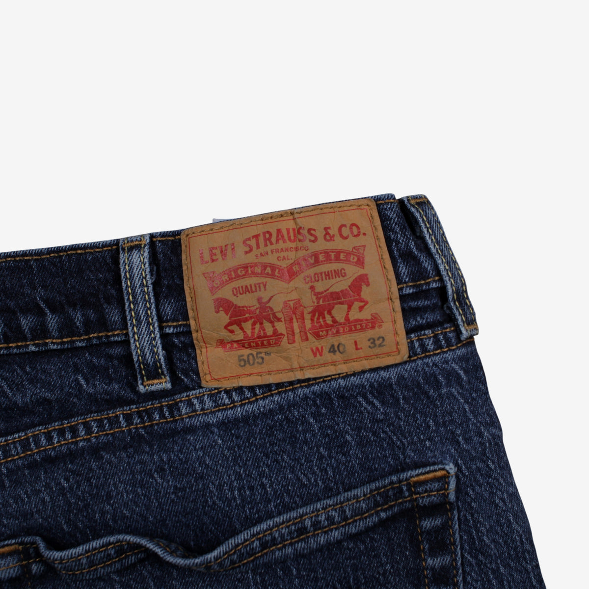 Levis 505 Jeans 40x32 Mens Blue Regular Straight Faded Stonewash Made Denim