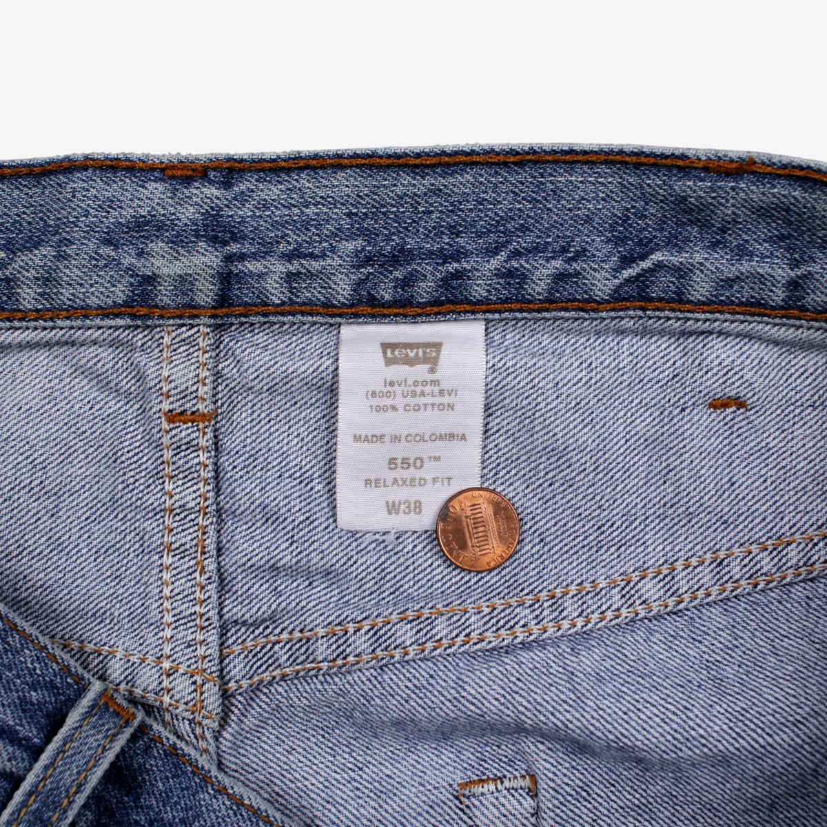 Levis 550 Denim Baggy Shorts Jorts 38 Mens 00s Blue Relaxed Button Fly Y2k