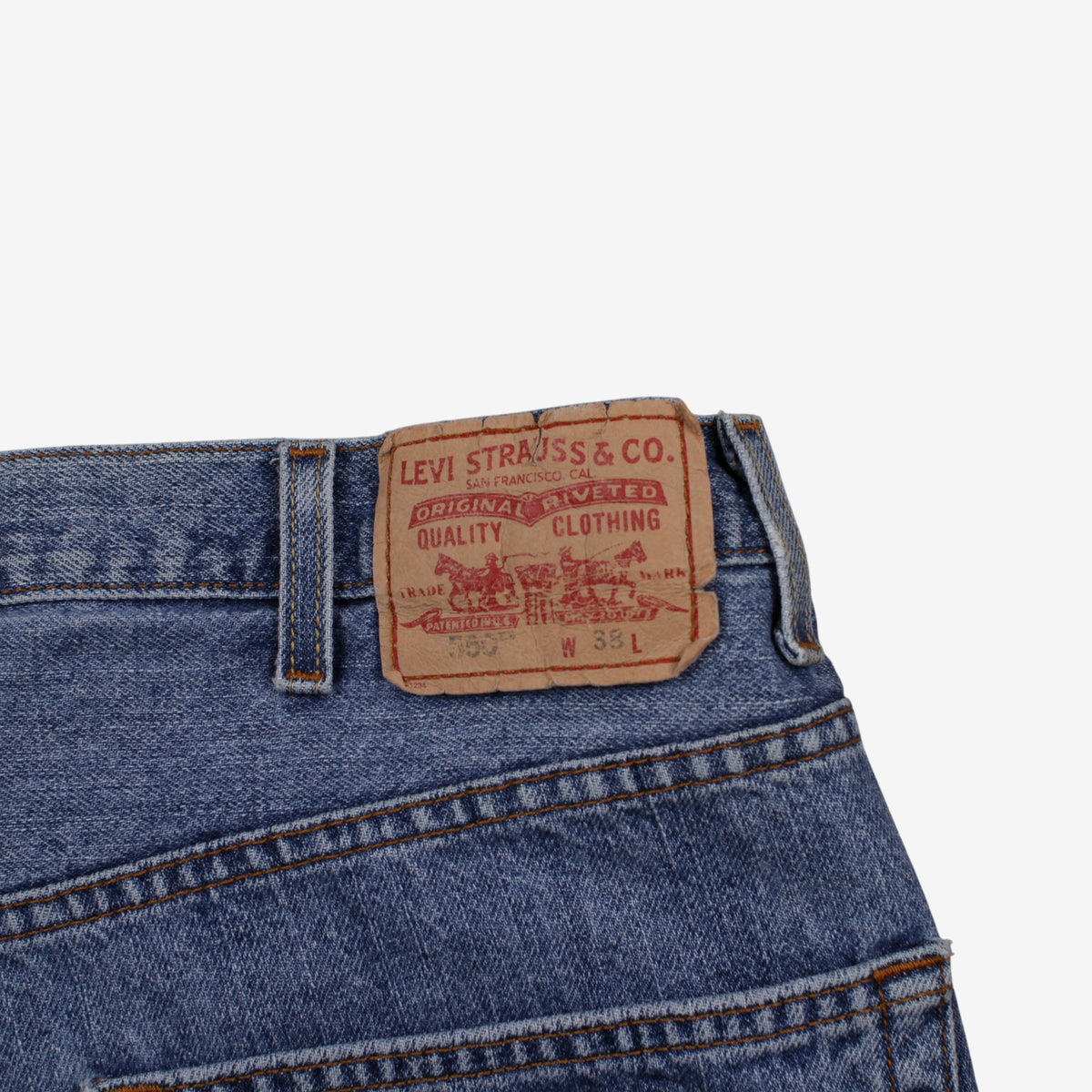 Levis 550 Denim Baggy Shorts Jorts 38 Mens 00s Blue Relaxed Button Fly Y2k