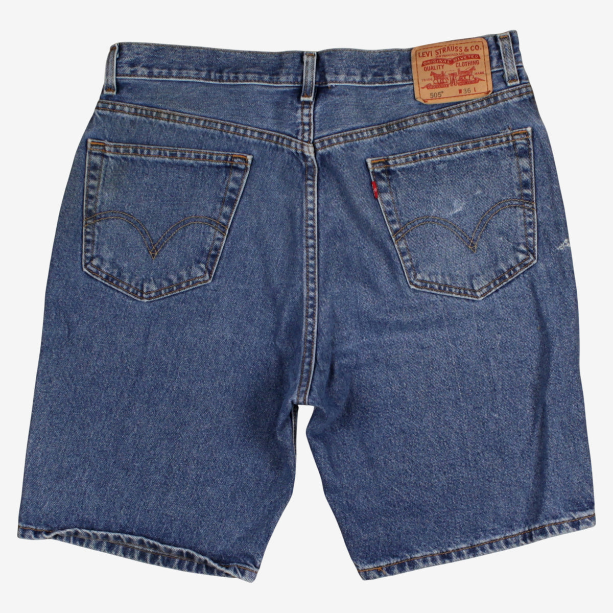 Levis 505 Denim Shorts Jorts 34 Mens 00s Blue Regular Zip Fly Western Summer