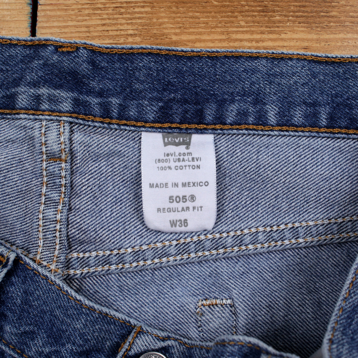 Levis 505 Denim Shorts Jorts 34 Mens 00s Blue Regular Zip Fly Western Summer